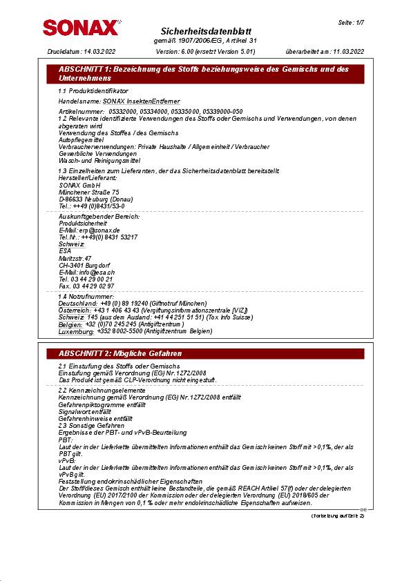 InsektenEntferner 500 ml Sprühflasche SONAX