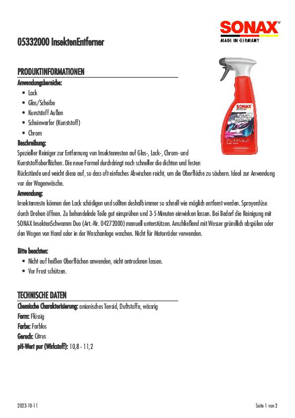 InsektenEntferner 500 ml Sprühflasche SONAX