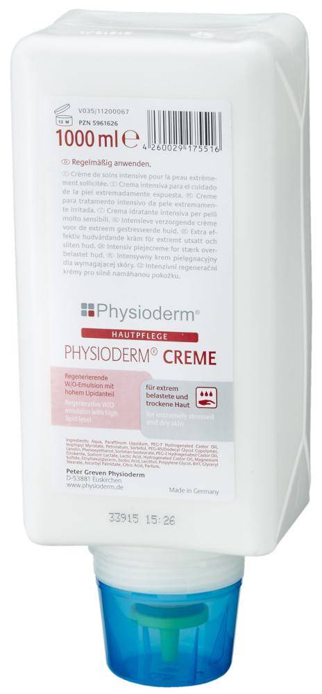 Hautpfl.Creme Physioderm,1000 ml Faltflasche, 6 Flaschen