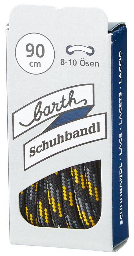 Schnürsenkel, 90 cm, rund, schwarz-grau-gelb