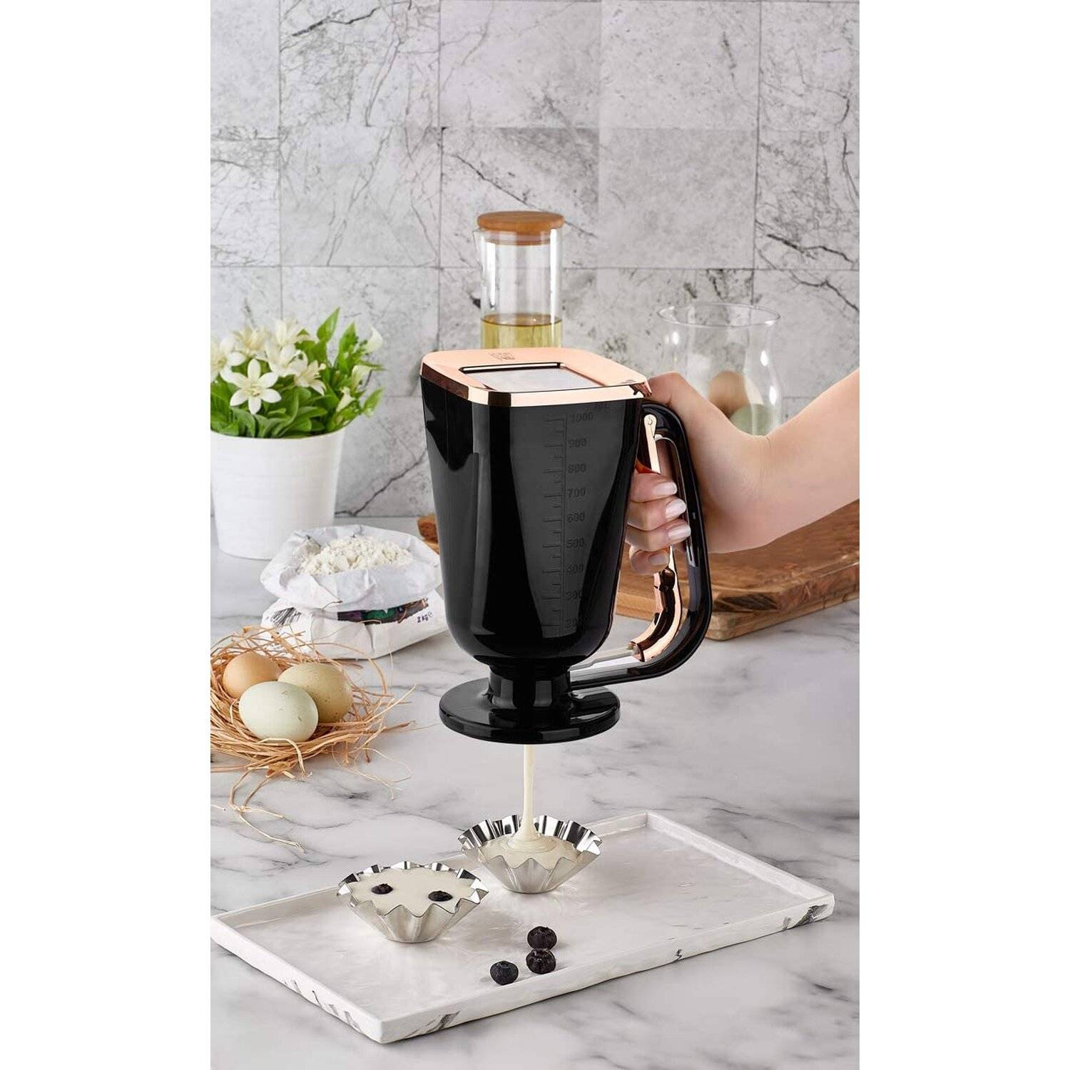 Vip Ahmet Teigportionierer Teigdosierer Teigspender Portionierkrug Weiß 950ml Hamur Dagitici Schwarz-Kupfer