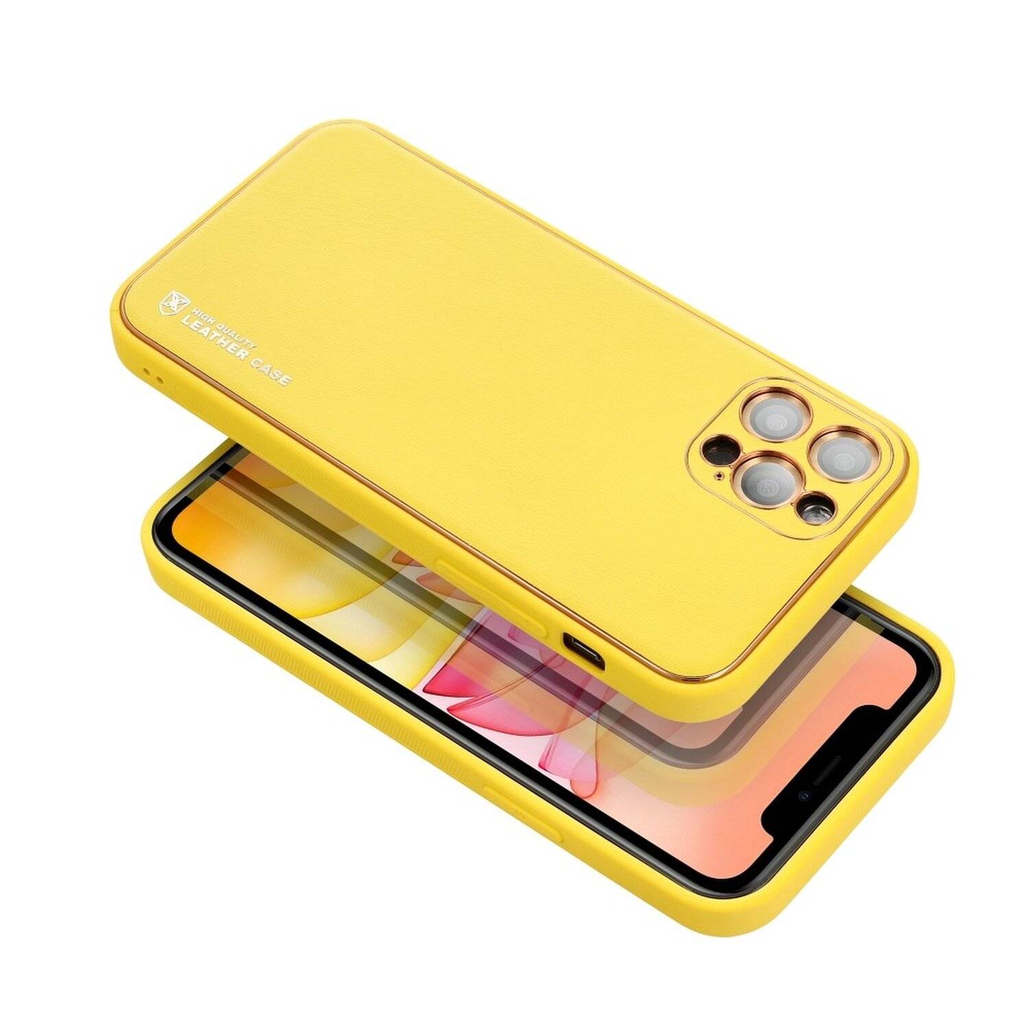 cofi1453 Leder Case Hülle Handyschale Handy-Hülle Cover Bumper kompatibel mit iPhone 11 Pro Gelb