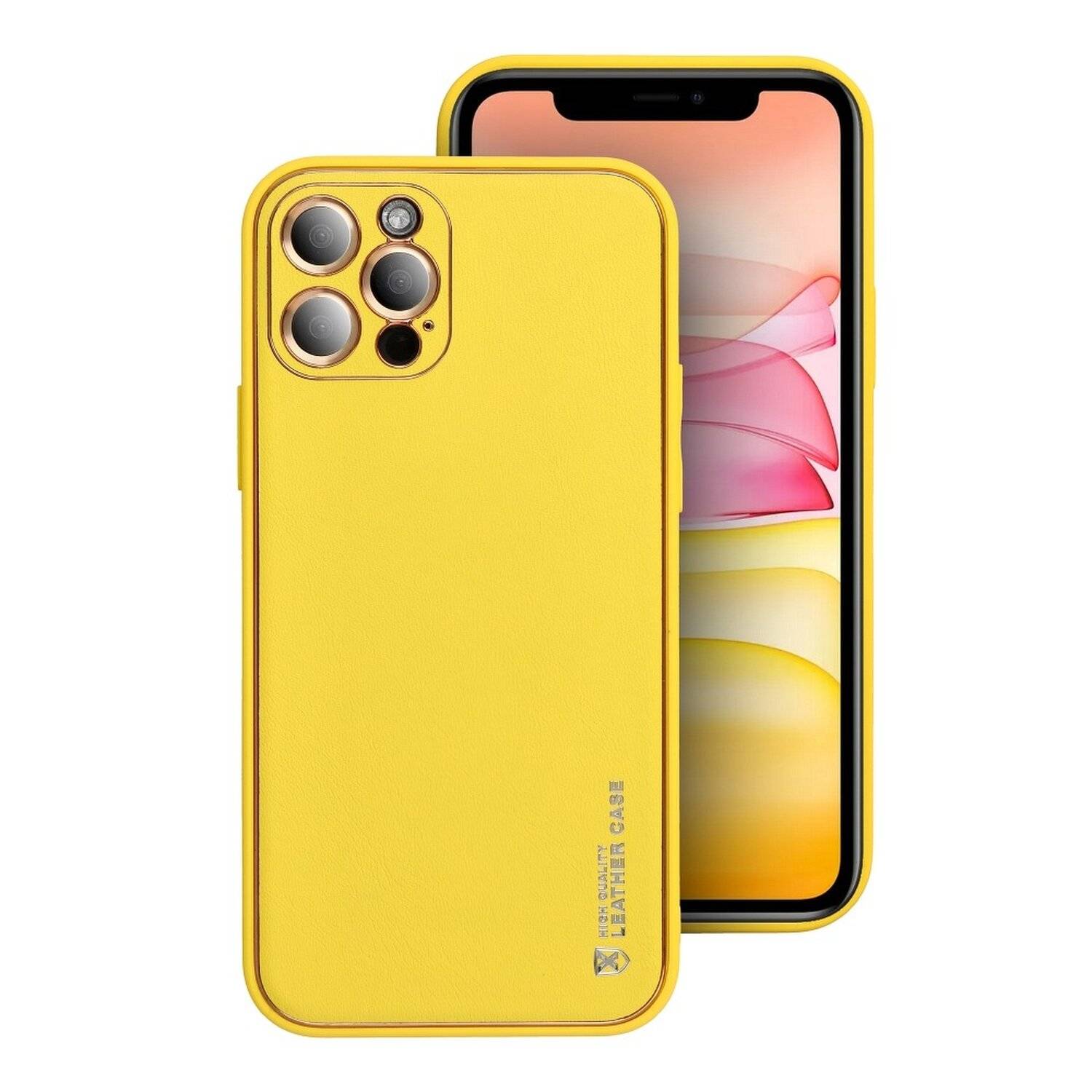 cofi1453 Leder Case Hülle Handyschale Handy-Hülle Cover Bumper kompatibel mit iPhone 11 Pro Gelb