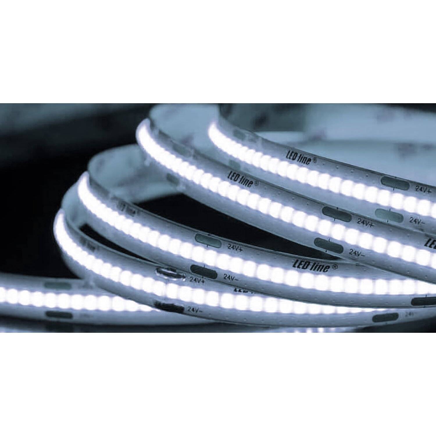 LED-line® 5 Meter LED Streifen COB Licht 24V DC 6500K Kaltweiß 320SMD 3600 Lumen + LED Trafo 60W Netzteil