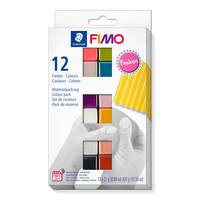 Staedtler FIMO 8023 C, Modellierton, Schwarz, Blau, Kupfer, Gold, Perleffekt, Pink, Rose, Silber, Graubraun, Violett, 12
