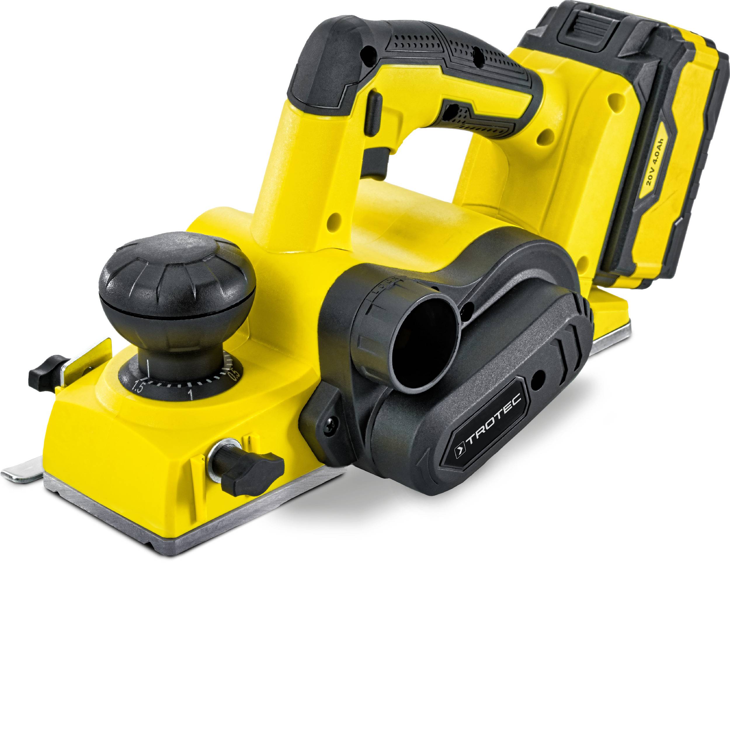 TROTEC Akku-Elektrohobel PPLS 10‑20V Hobel (20 V 4,0 Ah/max. 1,5 mm Spantiefe/max. 82 mm Hobelbreite / 10 mm Falztiefe)
