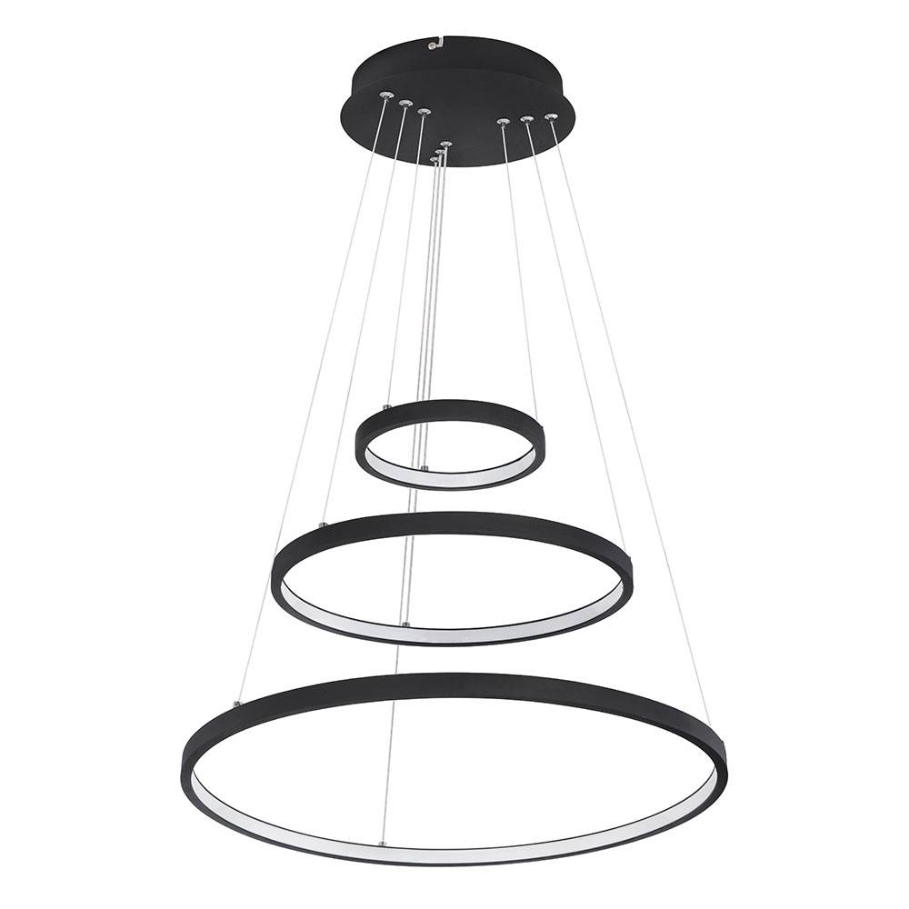 Hängeleuchte Wohnzimmer LED Pendelleuchte Ring Hängelampe Esstisch dimmbar höhenverstellbar, schwarz, 1x LED 1x 57 Watt 1x 2200 lm, DxH 51x120 cm