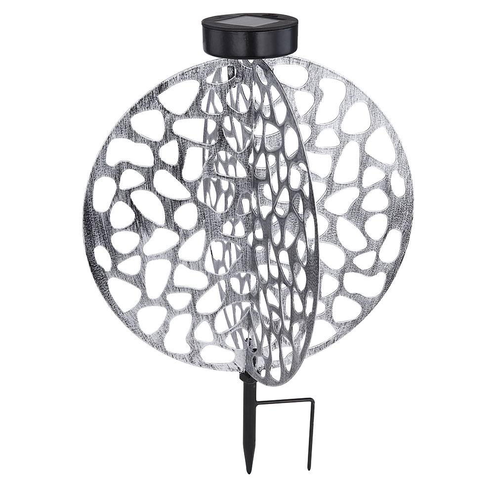 Solarlampe für Außen Deko LED Solarleuchte Gartenleuchte Deko Garten silber, Lichteffekt mit Erdspieß, 1x LED 3000K, LxH 30x41 cm
