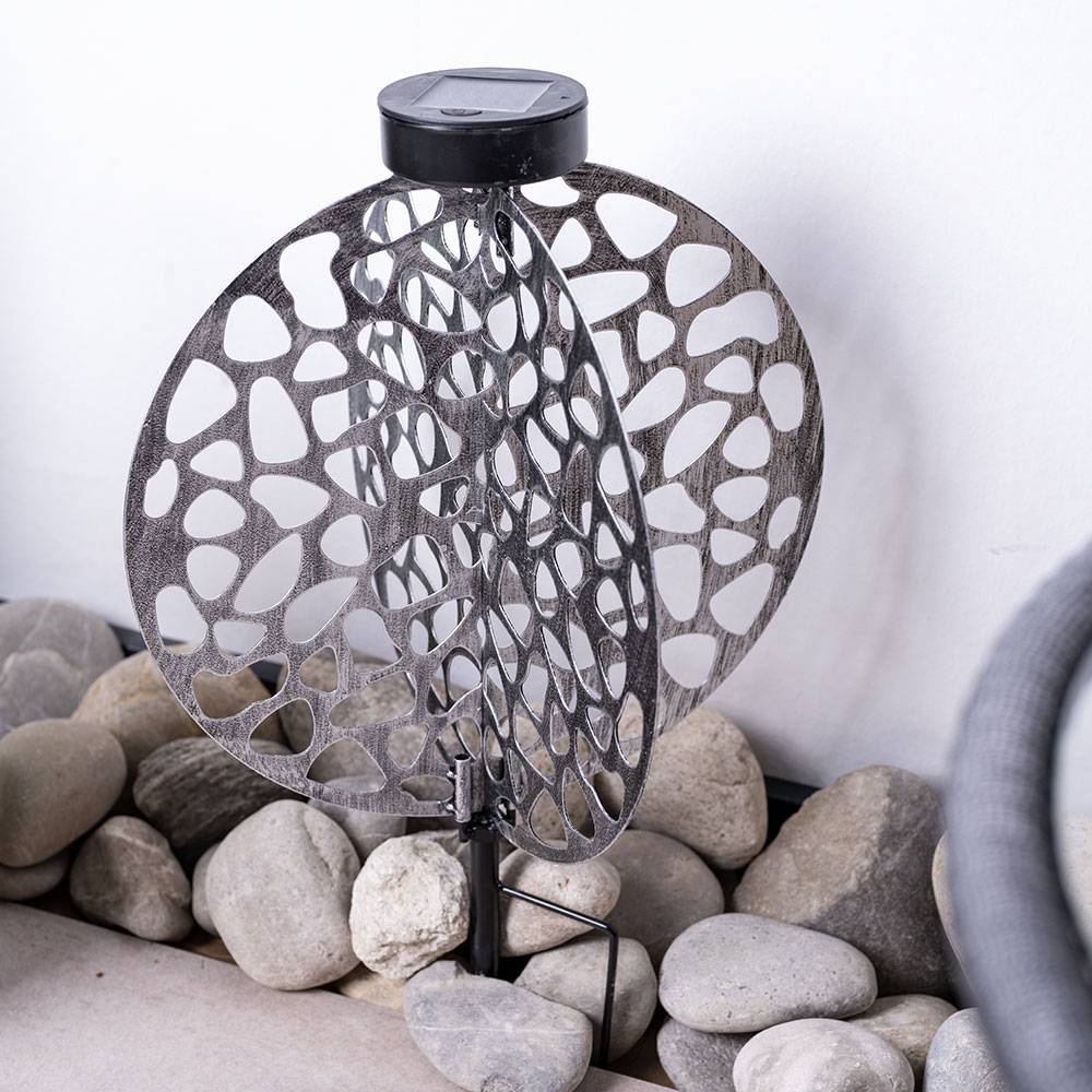 Solarlampe für Außen Deko LED Solarleuchte Gartenleuchte Deko Garten silber, Lichteffekt mit Erdspieß, 1x LED 3000K, LxH 30x41 cm