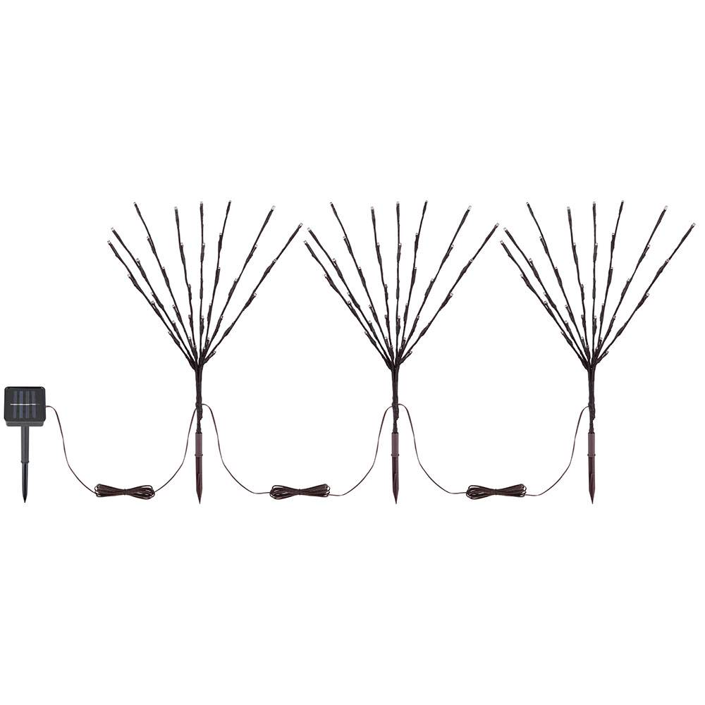 Solarlampen für Außen Gartendeko Solarleuchte Solar Lampe mit 3 Ästen, braun Erdspieß mit Schalter, 1x LED, L 900 cm