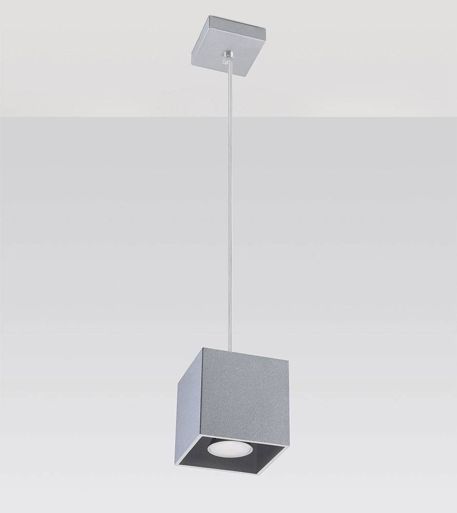 Wohnzimmerlampe modern hängend Hängelampe grau Pendelleuchte Esstisch, Aluminium, 1x GU10, LxH 10x80 cm, Esszimmer, Küche