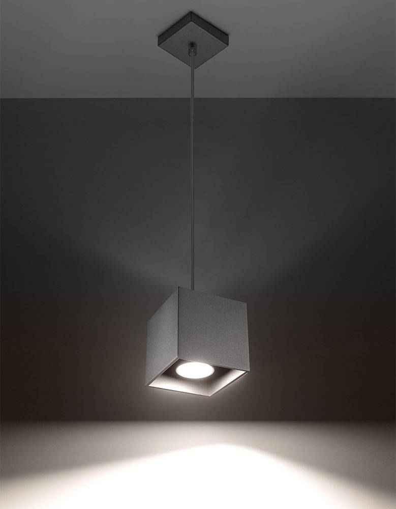 Wohnzimmerlampe modern hängend Hängelampe grau Pendelleuchte Esstisch, Aluminium, 1x GU10, LxH 10x80 cm, Esszimmer, Küche