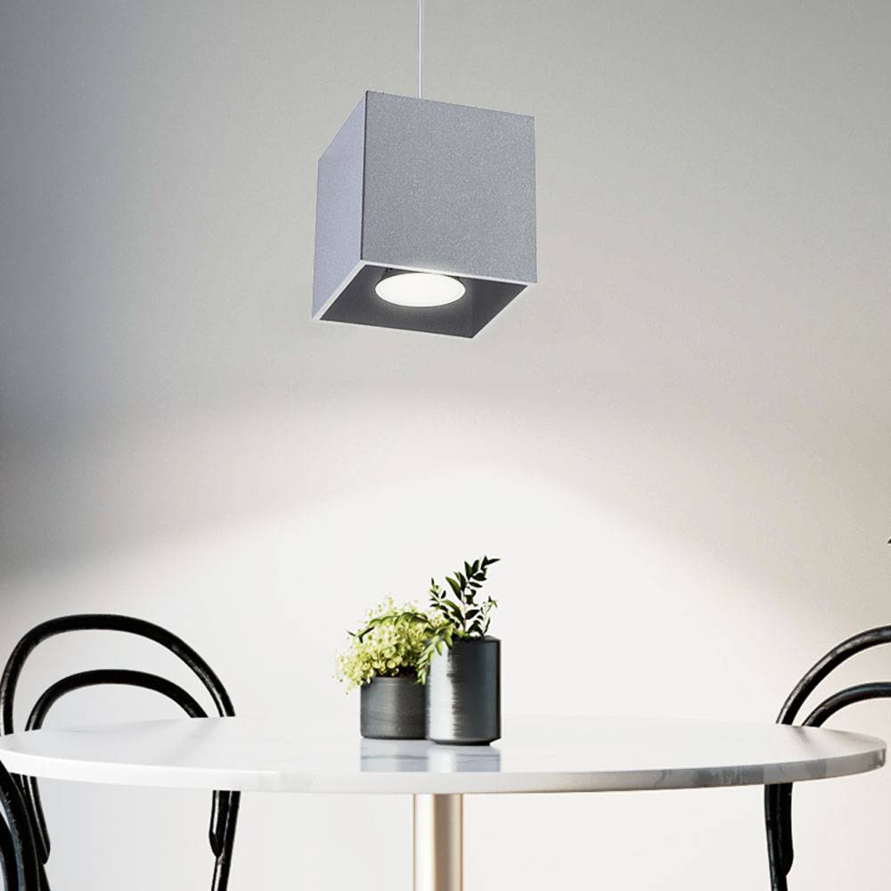 Wohnzimmerlampe modern hängend Hängelampe grau Pendelleuchte Esstisch, Aluminium, 1x GU10, LxH 10x80 cm, Esszimmer, Küche