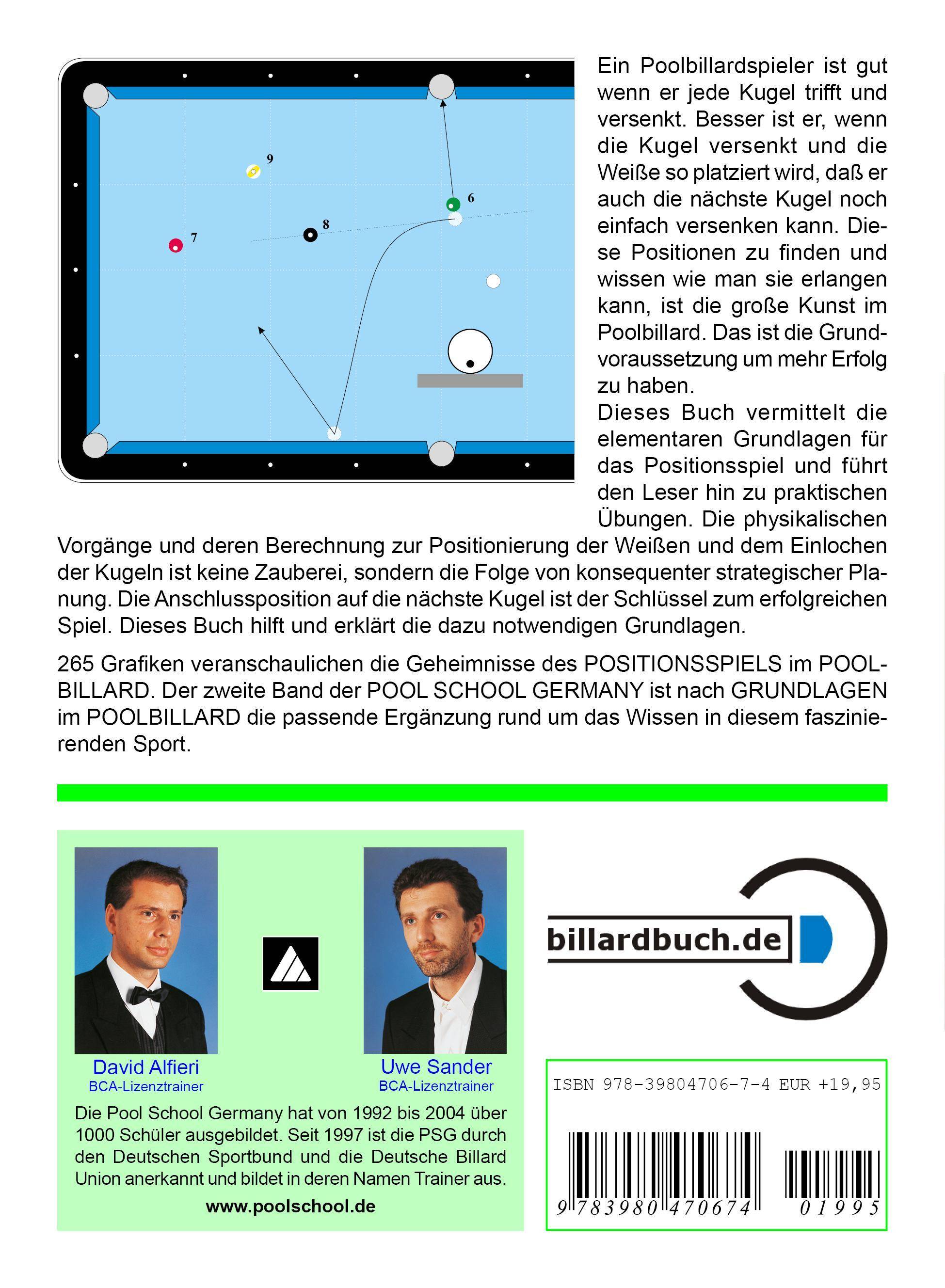Positionsspiel im Poolbillard Einstieg in den Poolbillard-Sport nach den Lehrmethoden der POOL SCHOOL GERMANY