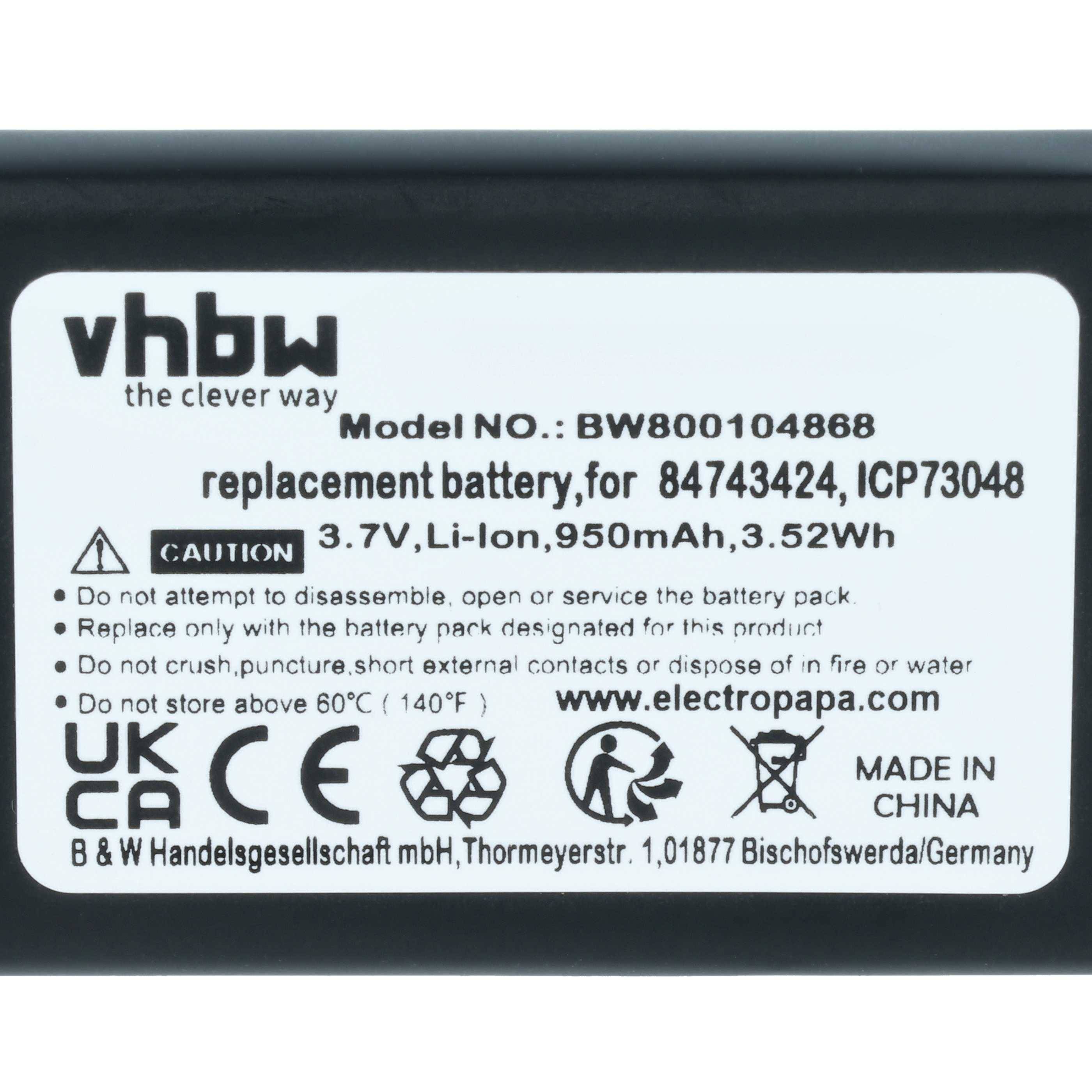 vhbw 3x Akku Ersatz für Polycom / Spectralink 84743424, 84743428, ICP73048 für schnurlos Festnetz Telefon (950 mAh, 3,7 V, Li-Ion)