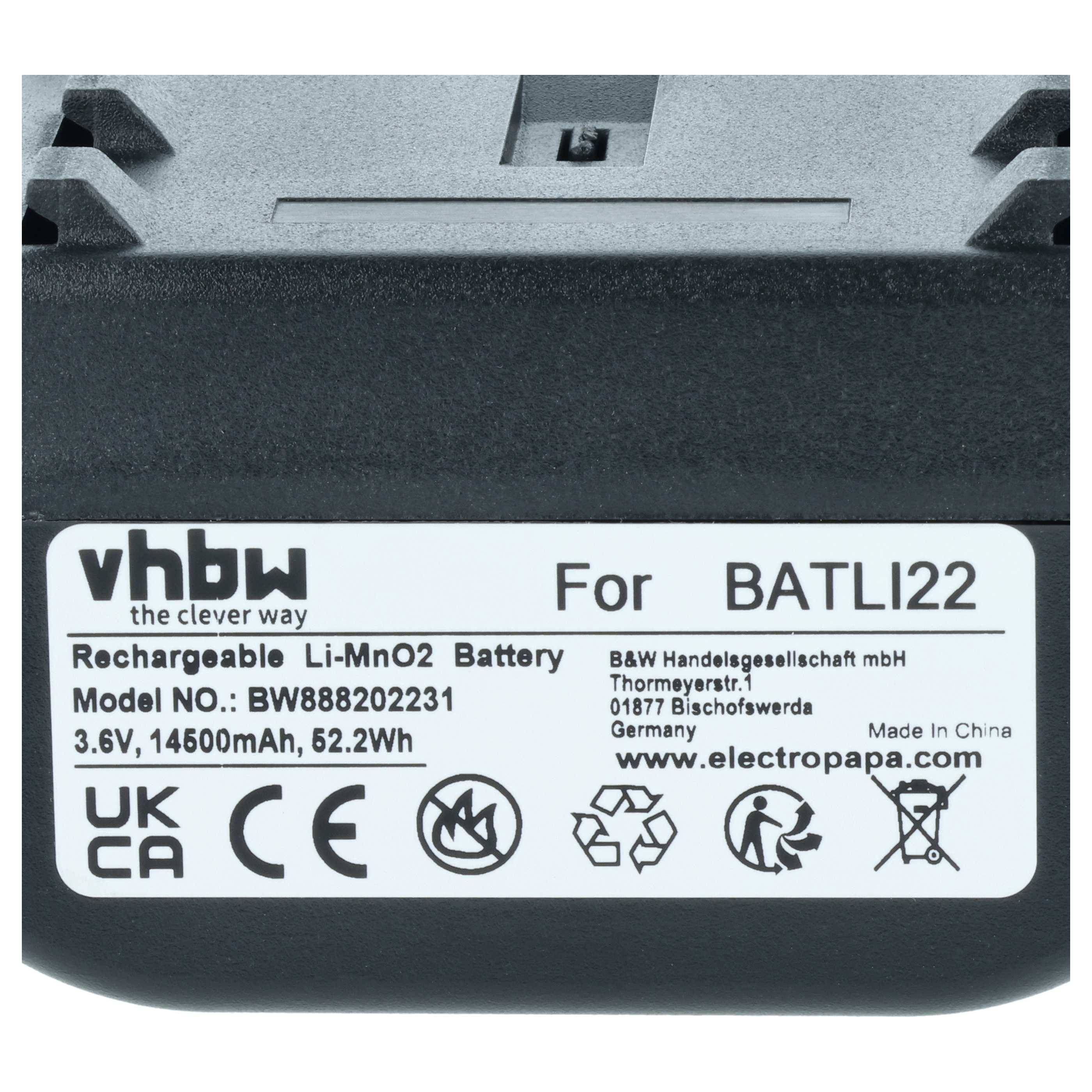 vhbw Batterie kompatibel mit Daitem D22 SH402AX, D22 SH422ZX, D22 SH421AX, D22 SH422AX Alarmanlage, Alarmsystem (14500 mAh, 3,6 V, Li-MnO2)