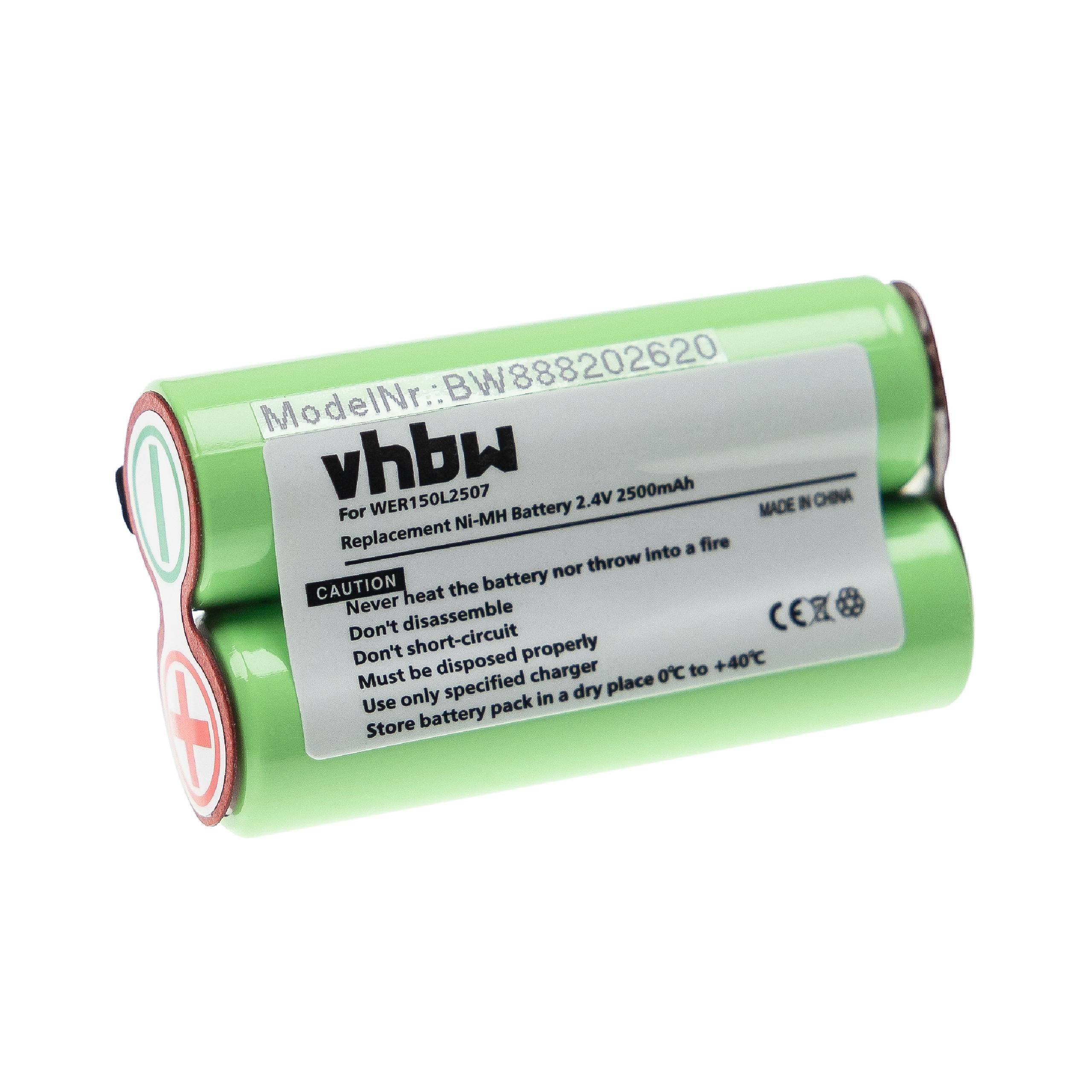 vhbw Akku kompatibel mit Panasonic ER154, ER153, ER152, ER151, ER150, ER155 Rasierer (2500 mAh, 2,4 V, NiMH)