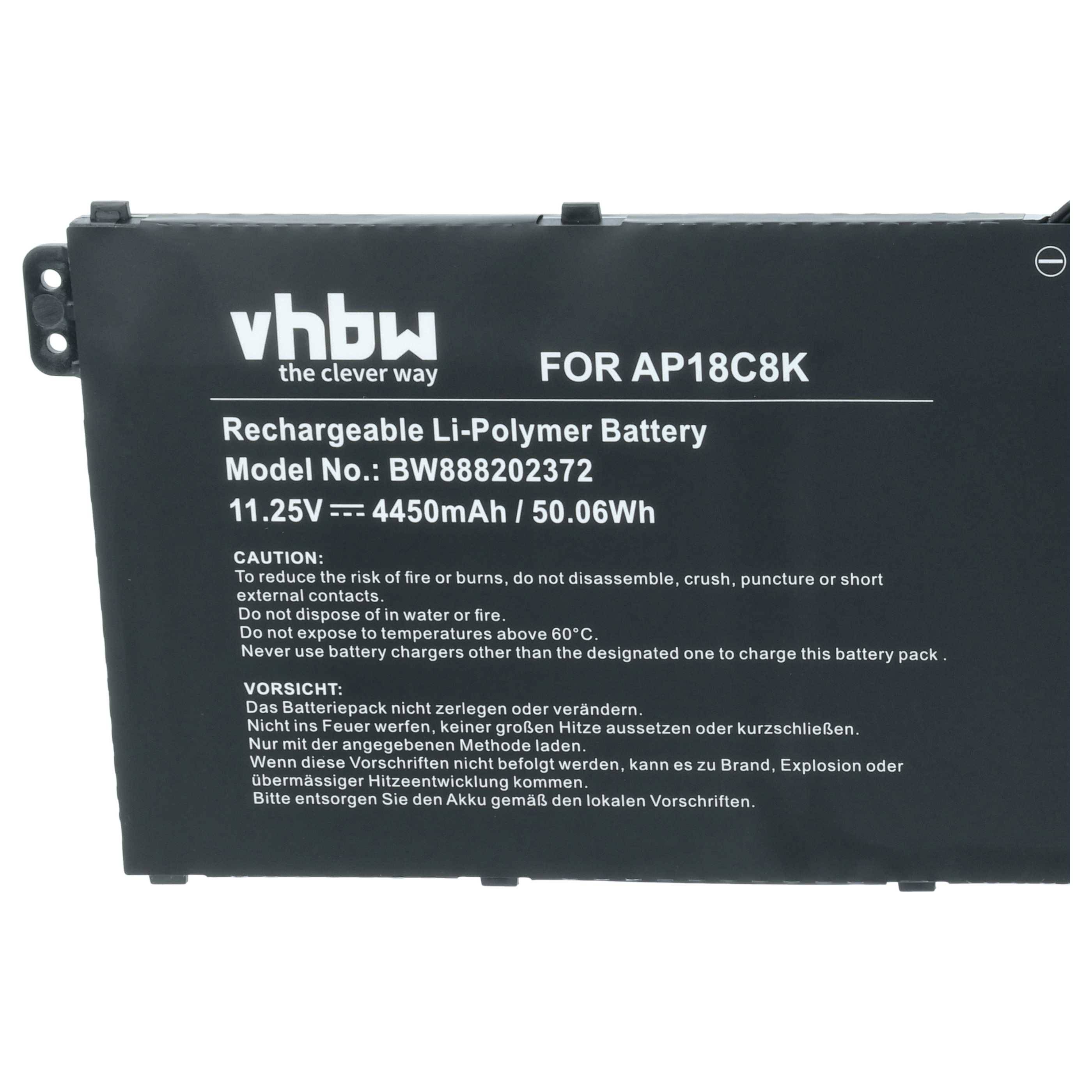 vhbw Akku kompatibel mit Acer Swift 3 SF314-58G-53BE, 3 SF314-58G-53BP Notebook (4450mAh, 11,25V, Li-Polymer)