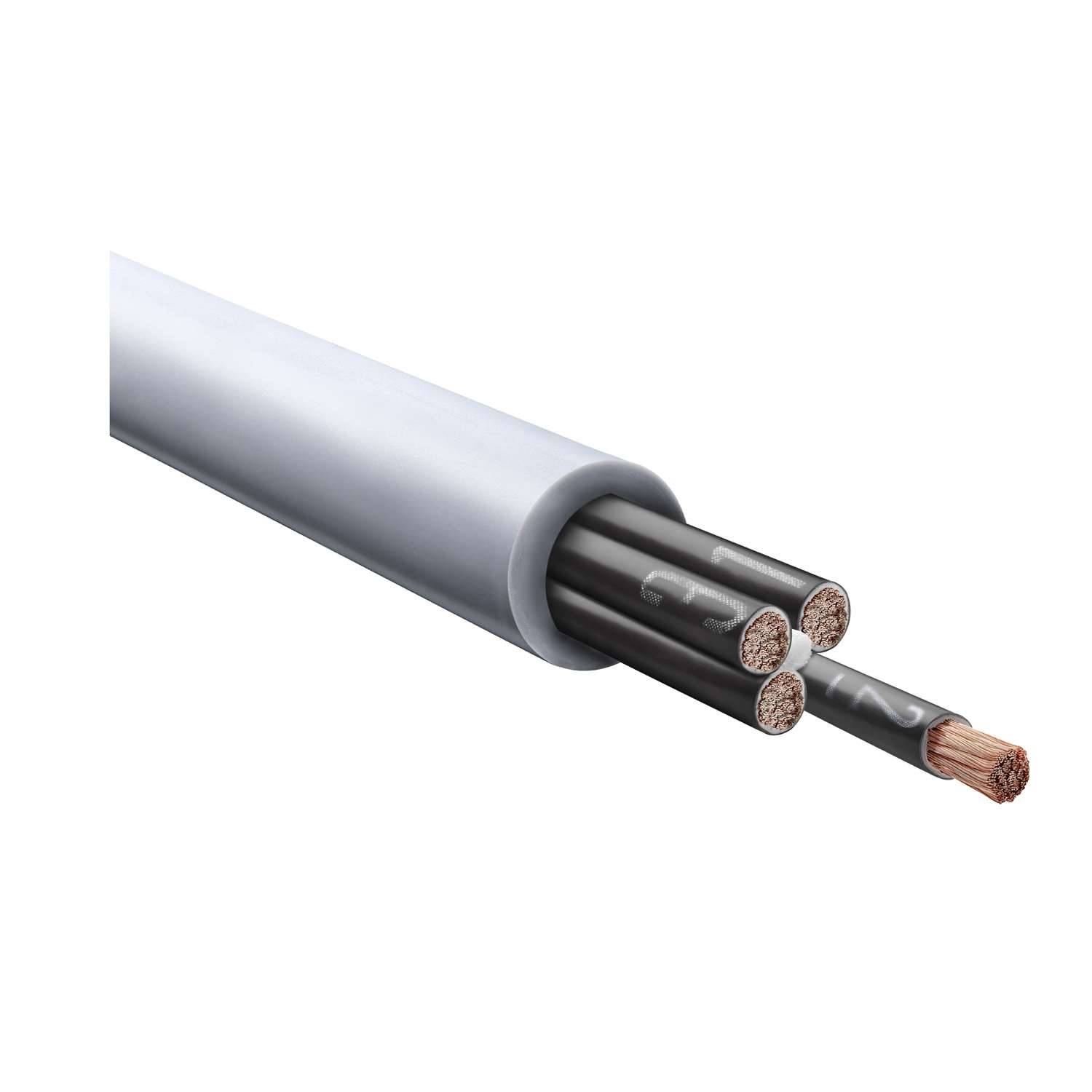 Bild eines grauen Elektrokabels mit sichtbaren Kupferdrähten; gekennzeichnet als „Ähnliche Abbildung.