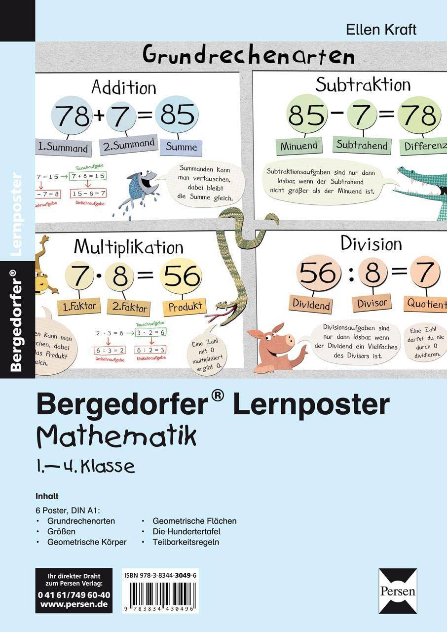 Lernposter Mathematik 1.-4. Klasse 6 Poster für den Klassenraum