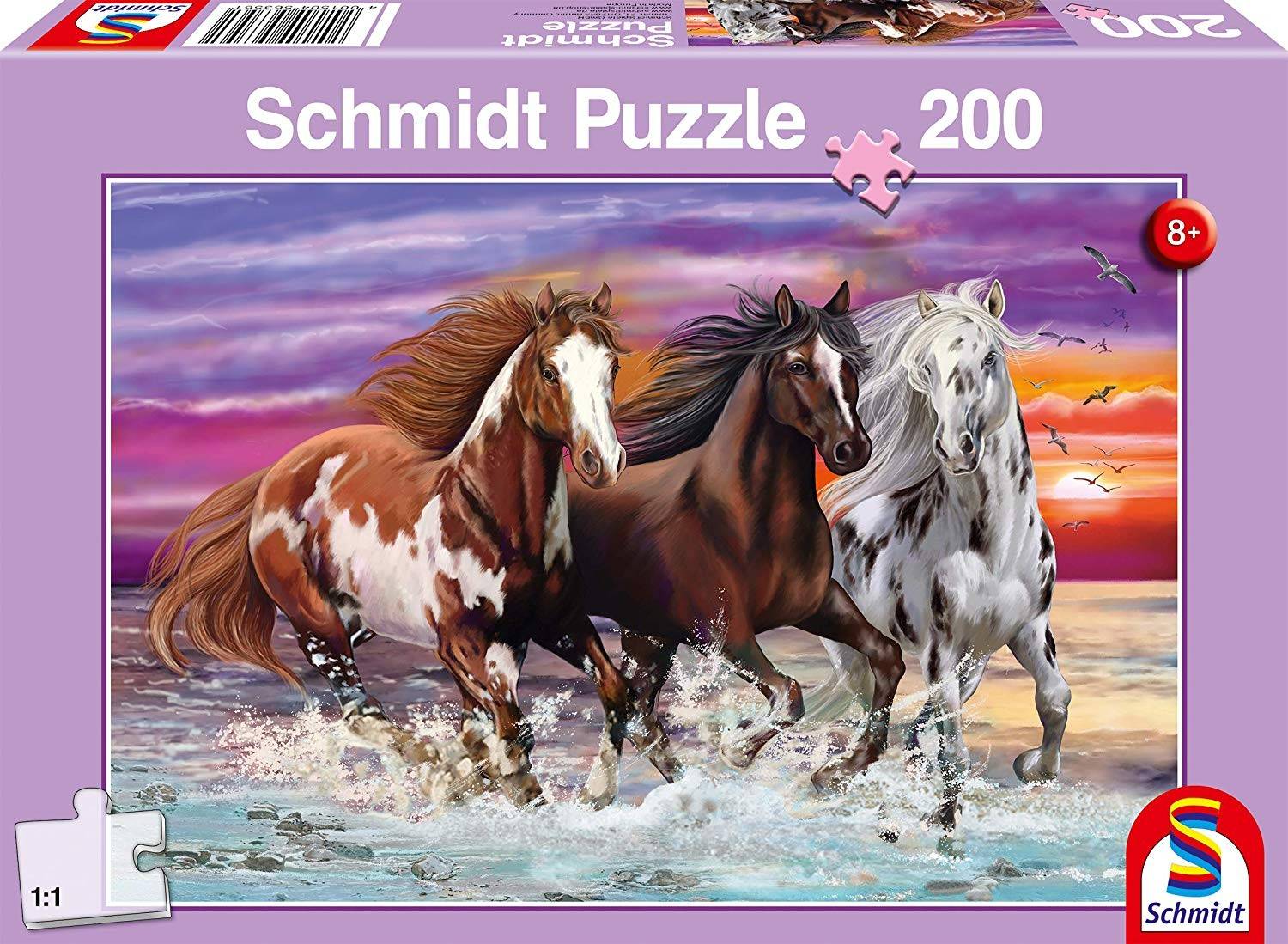 Schmidt 56356 - Wildes Pferde-Trio, Kinderpuzzle, Puzzle, 200 Teile Anzahl Teile: 200, Maße (B/H): 43 x 29 cm, Puzzle