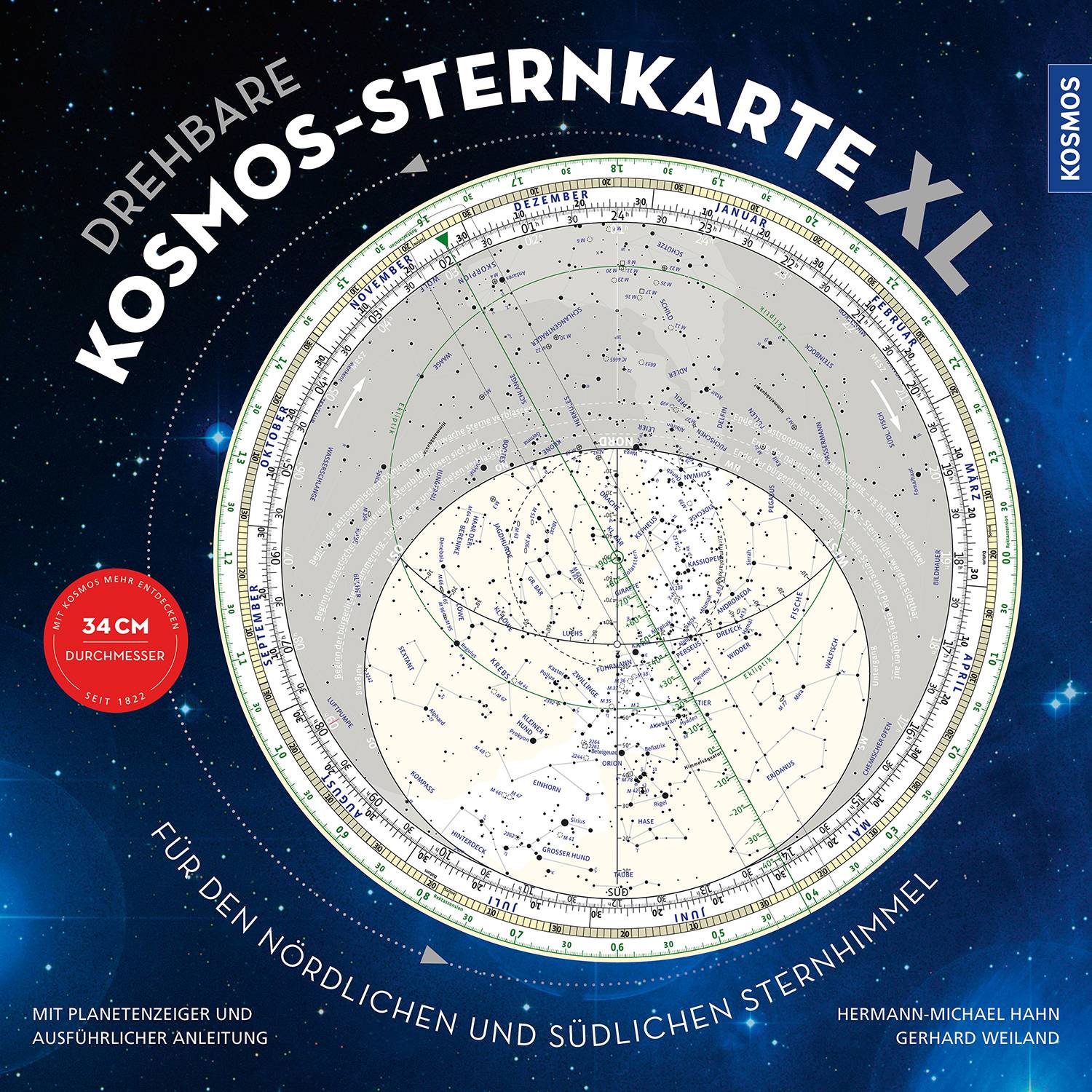 Drehbare Kosmos-Sternkarte XL Für den nördlichen und südlichen Sternhimmel