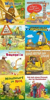 Pixi-Box 276: Pixis Fahrzeuge auf der Baustelle (8x8 Exemplare) 8 x 8 Exemplare, Kassette mit 64 Pixi-Büchern, 64er-Pack, Pixi-Box 276