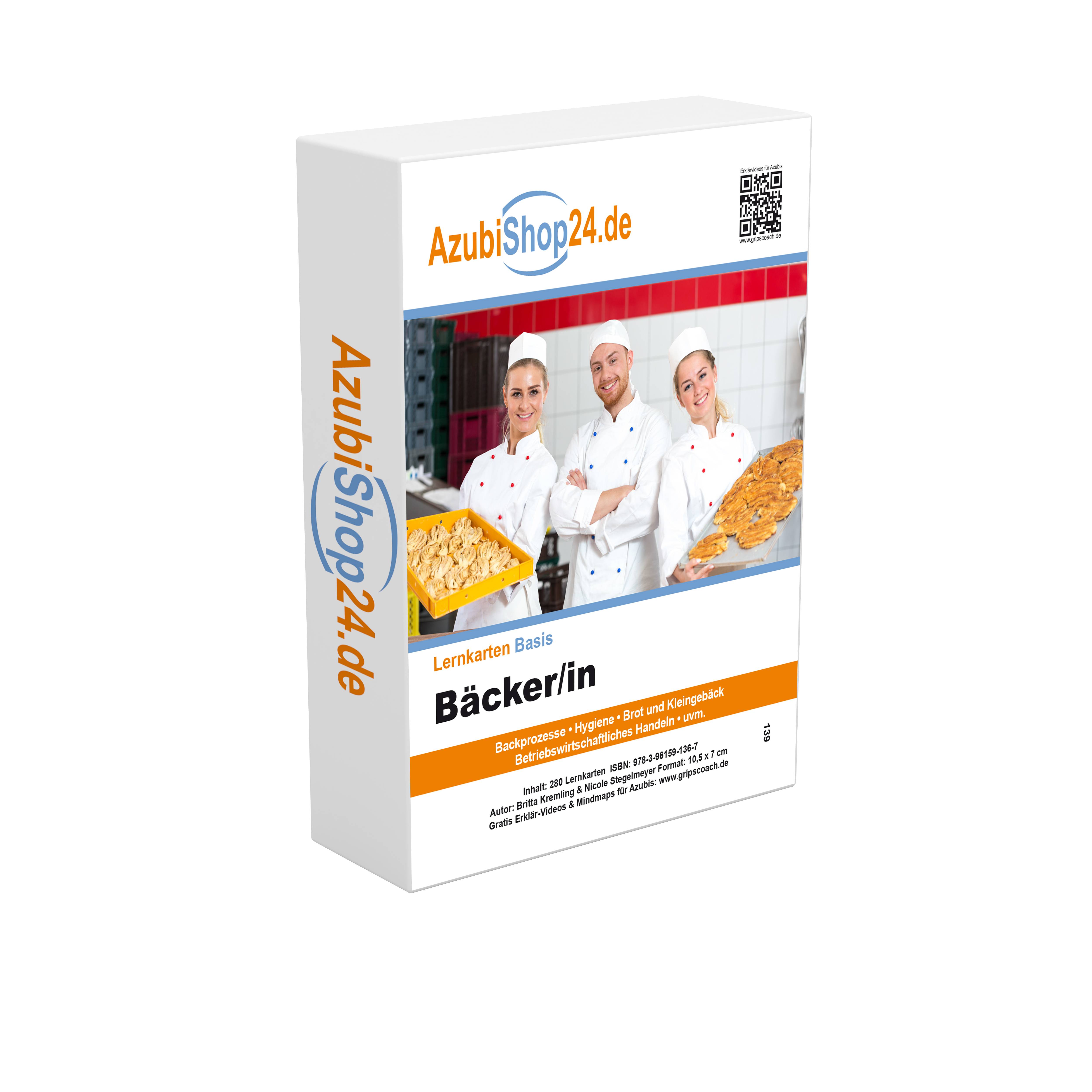 AzubiShop24.de Basis-Lernkarten. Bäcker/in Prüfungsvorbereitung 280 Lernkarten - Prüfungswissen