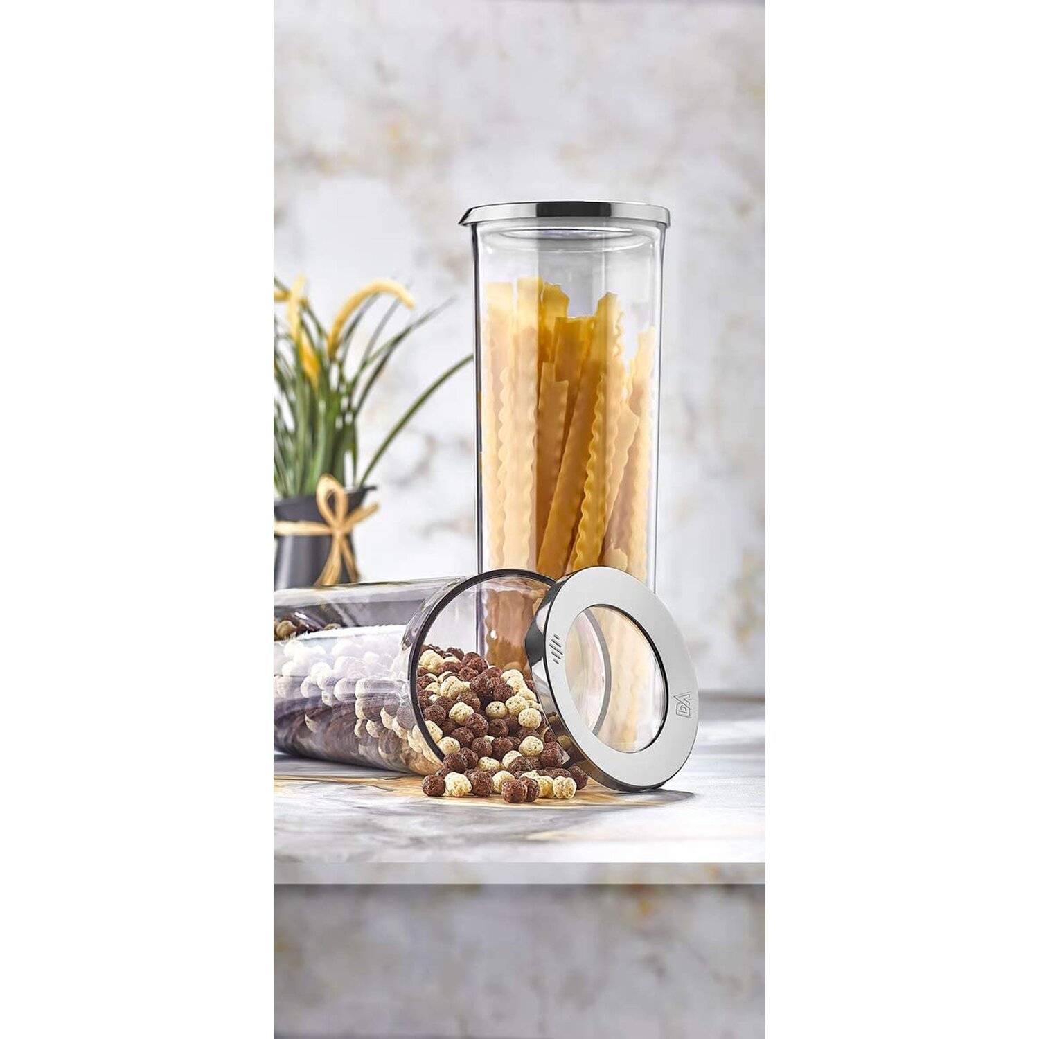 Vip Ahmet 2-Teilig Vorratsdosen Aufbewahrung 1750ml Spaghetti Vorratsgläser Vorratsglas Behälter Dose Set Anthrazit