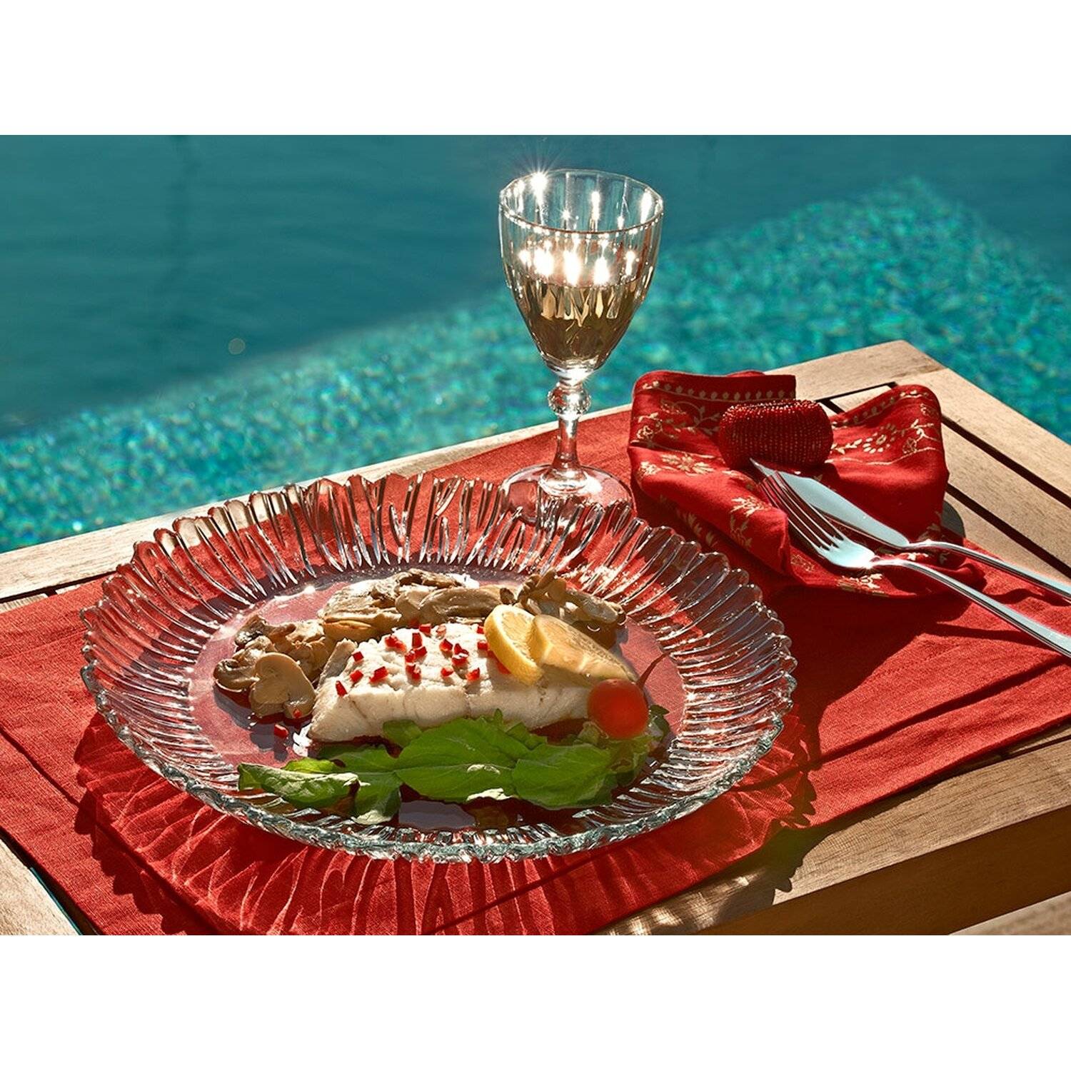 Pasabahce Aurora PB-10499 Serviceplatte 31,5cm Servierteller Kuchenplatte aus Glas