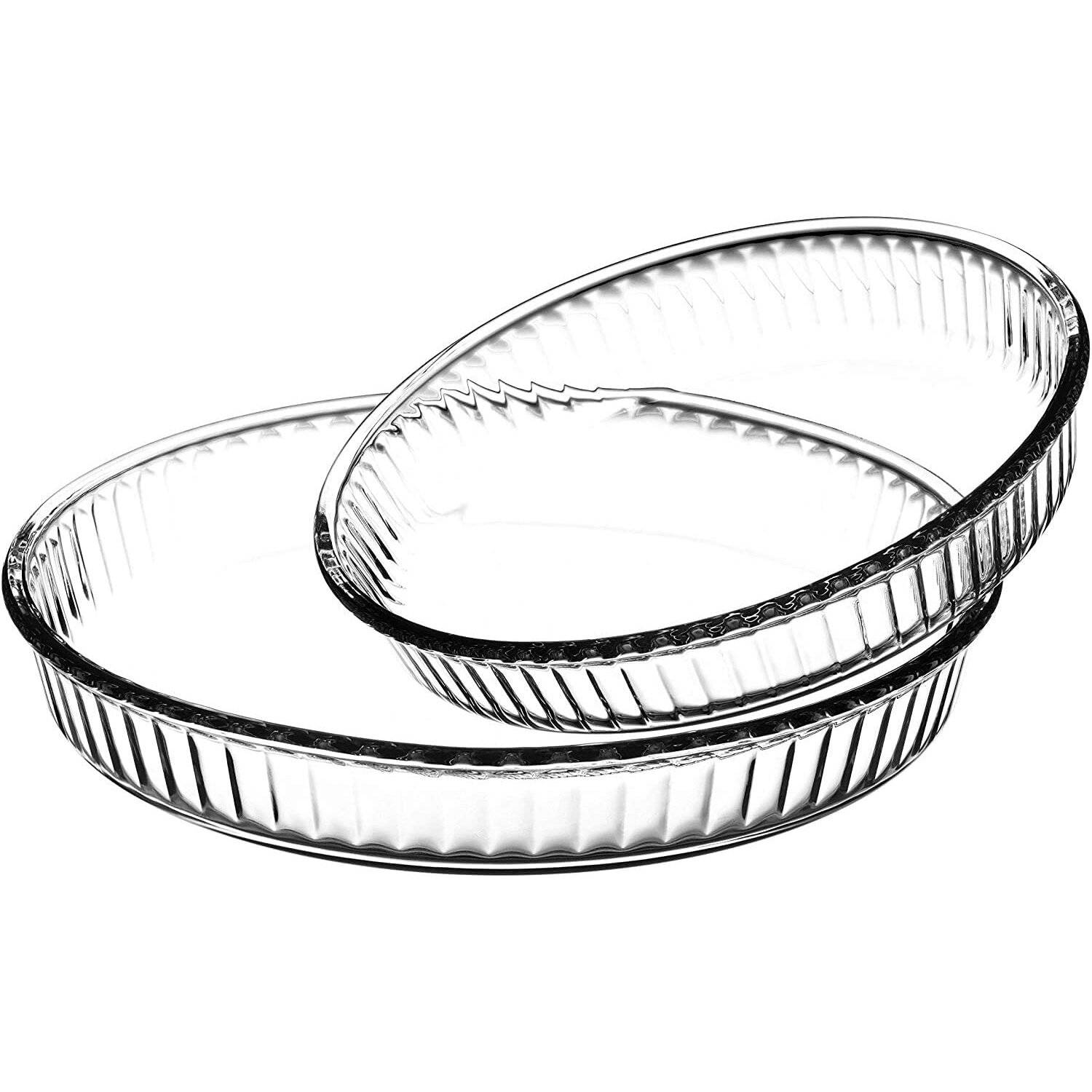 Pasabahce PB-159022 2-tlg. Borcam Auflaufformen, Rund, 1 x Ø 26 cm Höhe: 5cm 1 x Ø 32 cm Höhe: 5,5cm