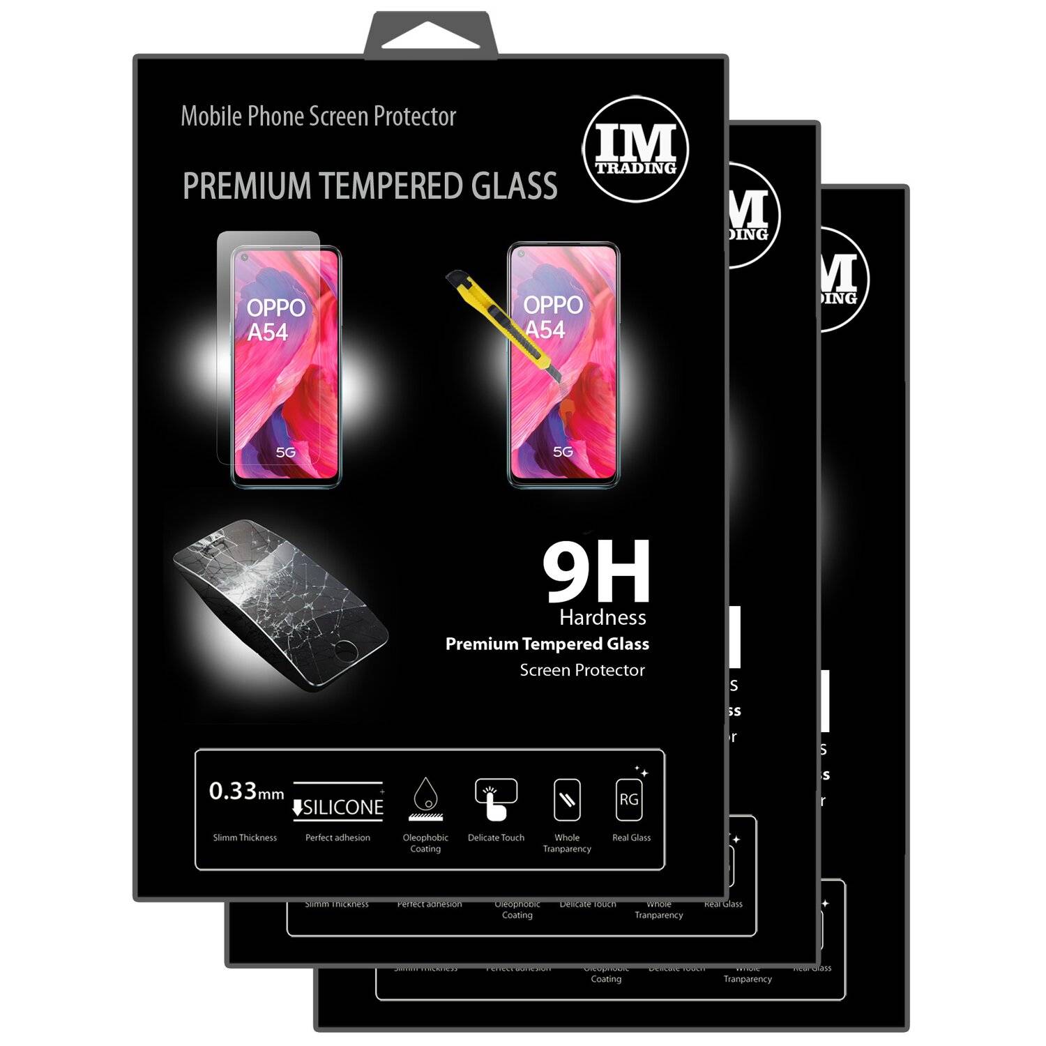 cofi1453 3X Schutz Schutz Glas 9H Tempered Glass Display Schutz Folie Display Glas Screen Protector für Oppo A54 5G
