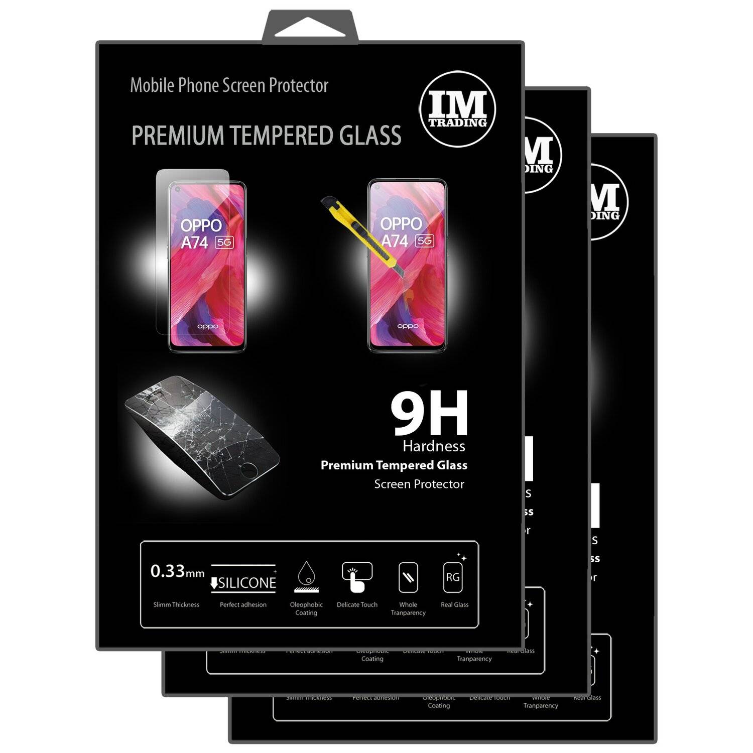 cofi1453 3X Schutz Schutz Glas 9H Tempered Glass Display Schutz Folie Display Glas Screen Protector für Oppo A74