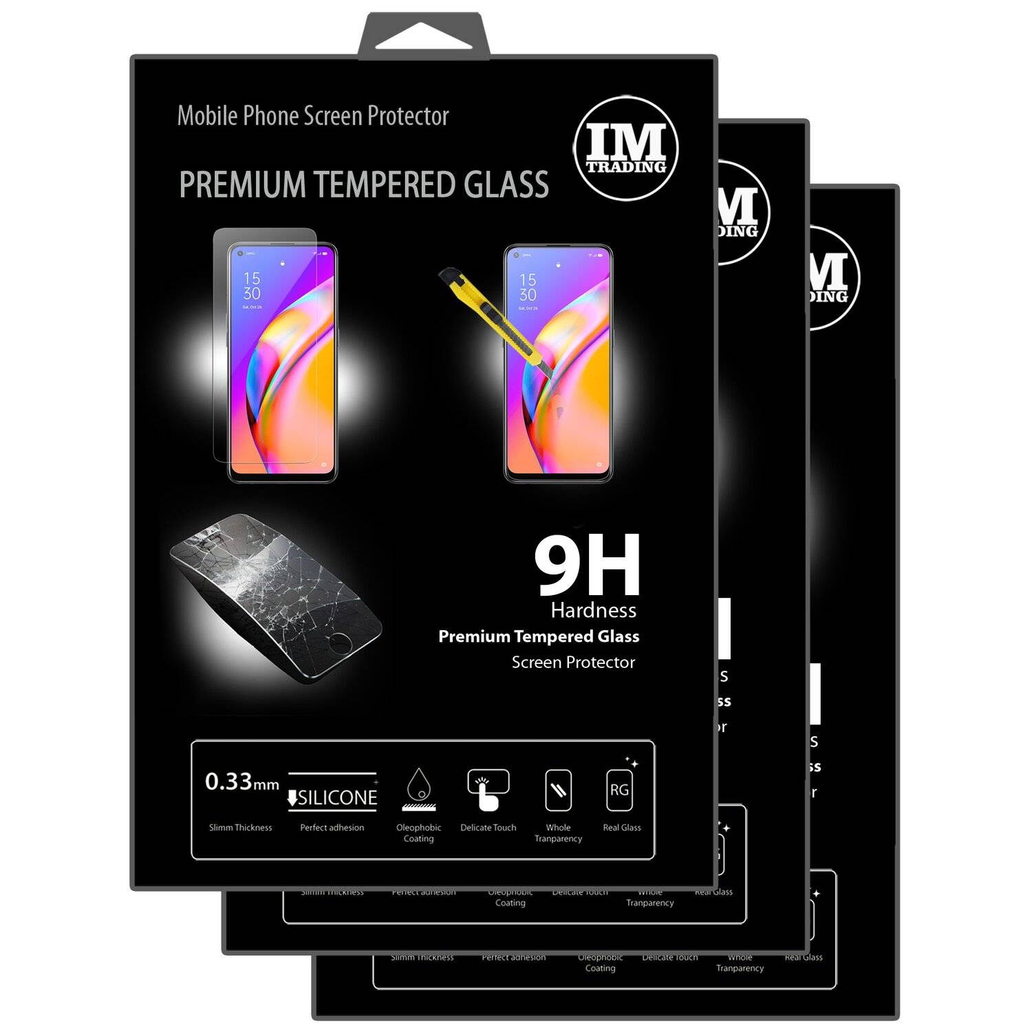 cofi1453 3X Schutz Schutz Glas 9H Tempered Glass Display Schutz Folie Display Glas Screen Protector für Oppo Reno 5 Lite