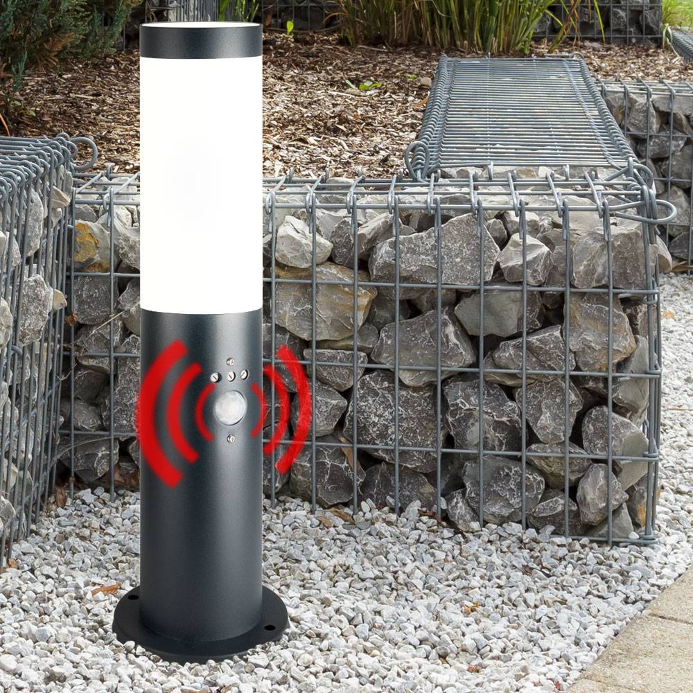 Außen Stehleuchte Garten Sockelleuchte mit Bewegungsmelder Standleuchte, anthrazit, 1x E27, Durchmesser x Höhe 12,7 x 45 cm