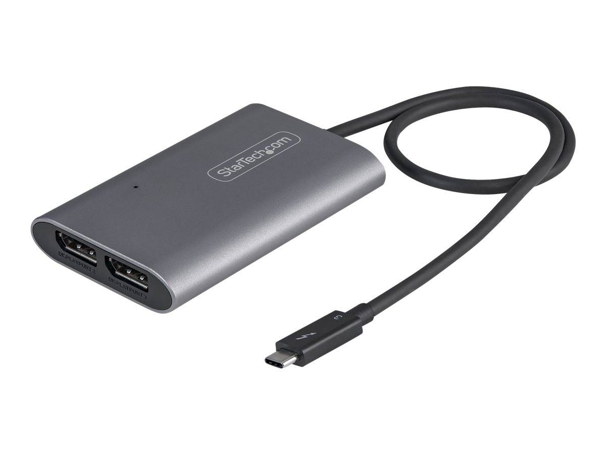 StarTech.com Thunderbolt 3 auf Dual DisplayPort Adapter DP 1.4 - Dual 4K 60Hz oder Single 8K/5K TB3 zu DP Adapter - Mac/