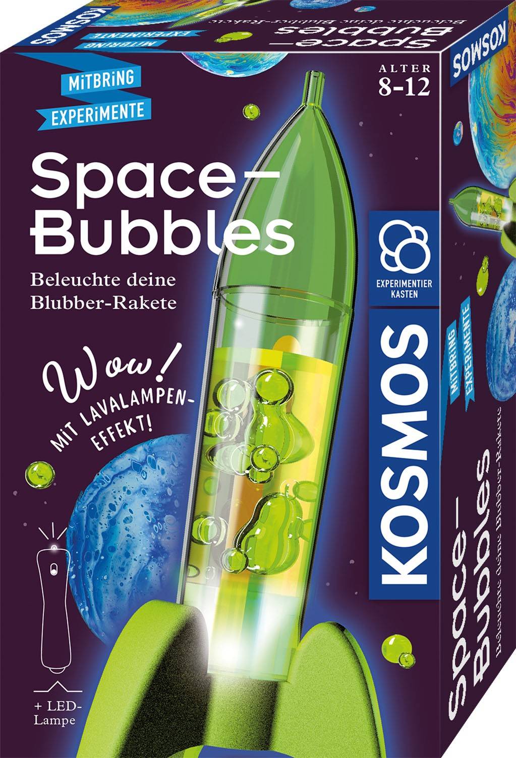 KOSMOS 657789 - Space Bubbles, Experimentierkasten, Mitbring-Experimente Experimentierkasten. Beleuchte deine Blubber-Rakete
