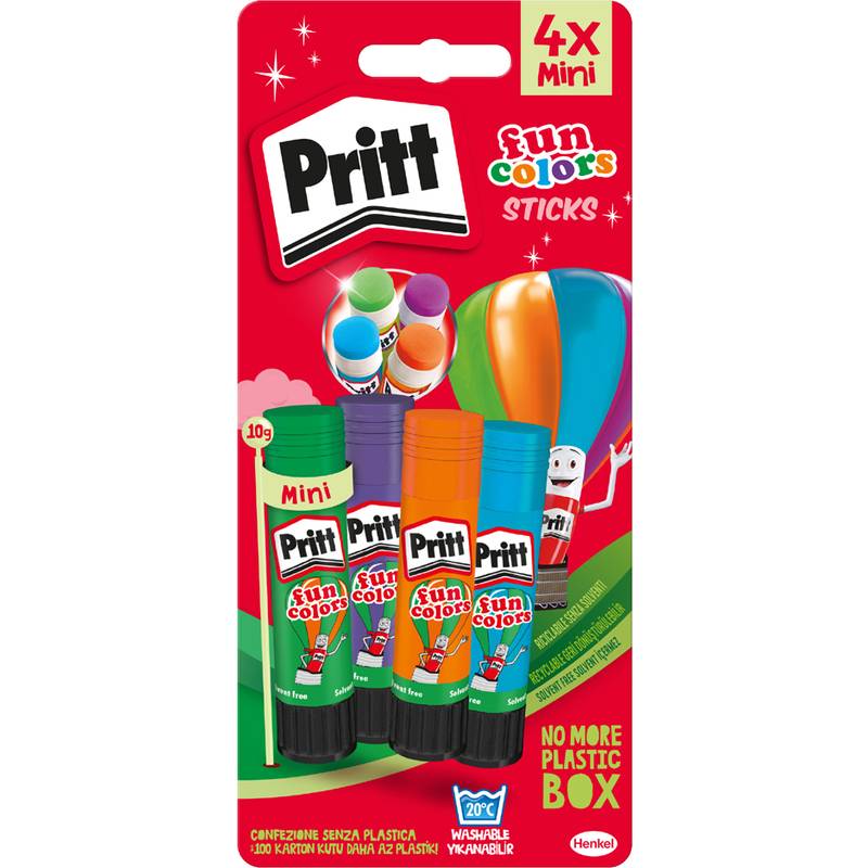 Pritt Klebestift Fun Colors, 4er Blisterkarte