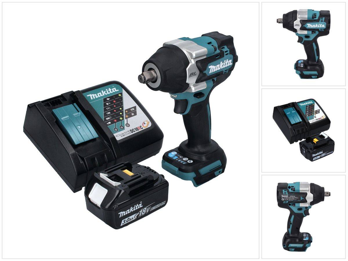 Makita DTW 700 RF1 Akku Schlagschrauber 18 V 700 Nm 1/2" XPT Brushless + 1x Akku 3,0 Ah + Ladegerät