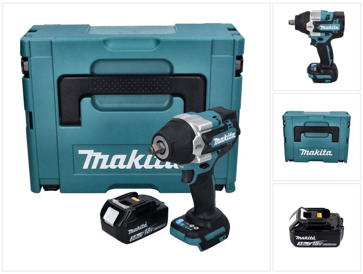Makita DTW 700 F1J Akku Schlagschrauber 18 V 700 Nm 1/2" XPT Brushless + 1x Akku 3,0 Ah + Makpac - ohne Ladegerät