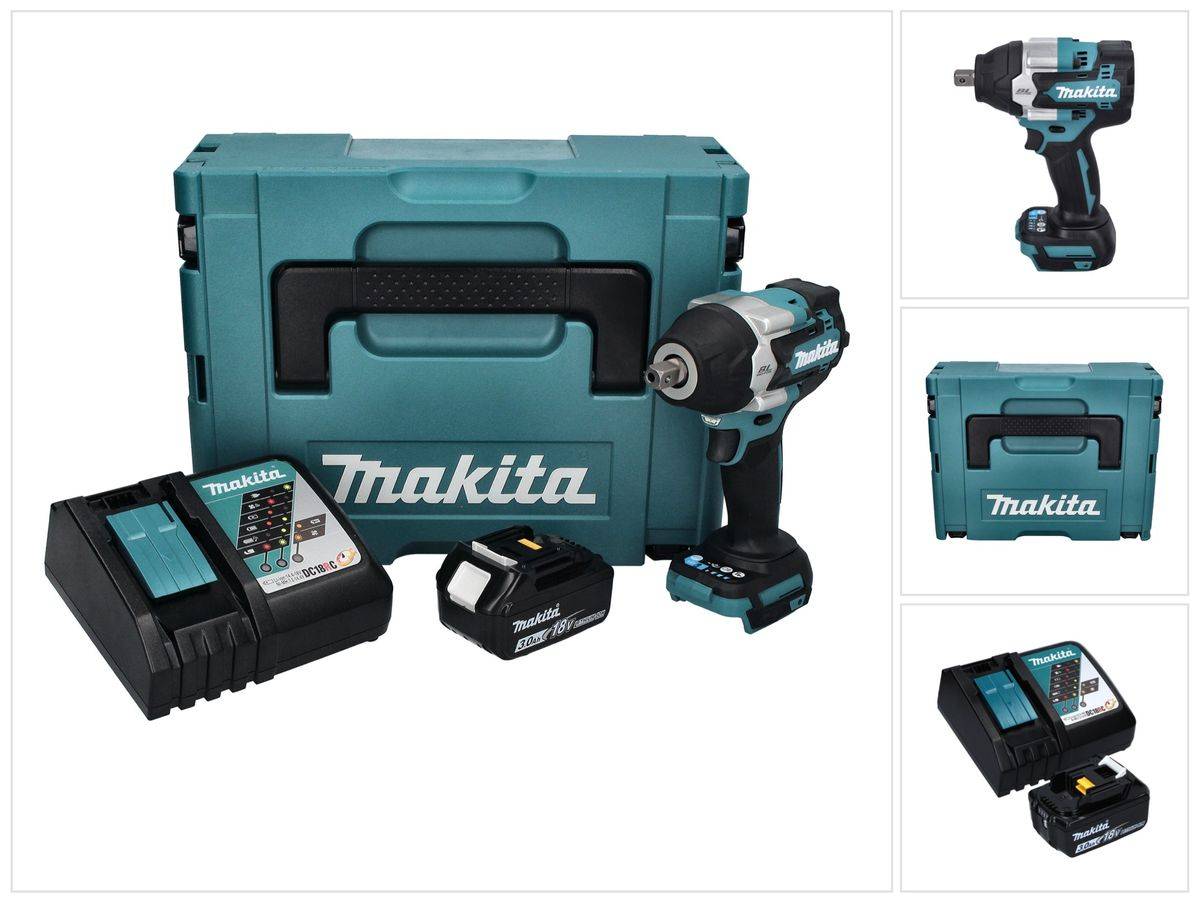 Makita DTW 701 RF1J Akku Schlagschrauber 18 V 700 Nm 1/2" XPT Brushless + 1x Akku 3,0 Ah + Ladegerät + Makpac