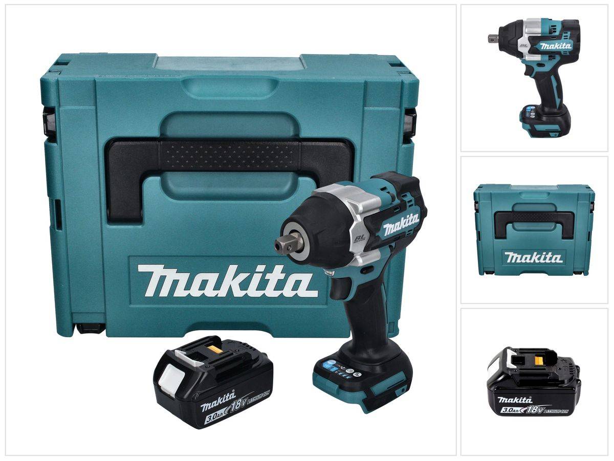 Makita DTW 701 F1J Akku Schlagschrauber 18 V 700 Nm 1/2" XPT Brushless + 1x Akku 3,0 Ah + Makpac - ohne Ladegerät