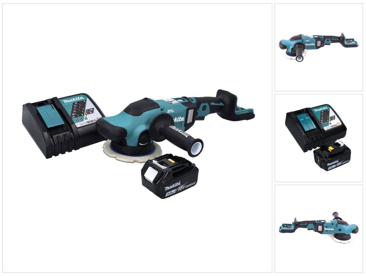 Makita DPO 600 RF1 Akku Exzenterpolierer 18 V 150 mm XPT Brushless + 1x Akku 3,0 Ah + Ladegerät