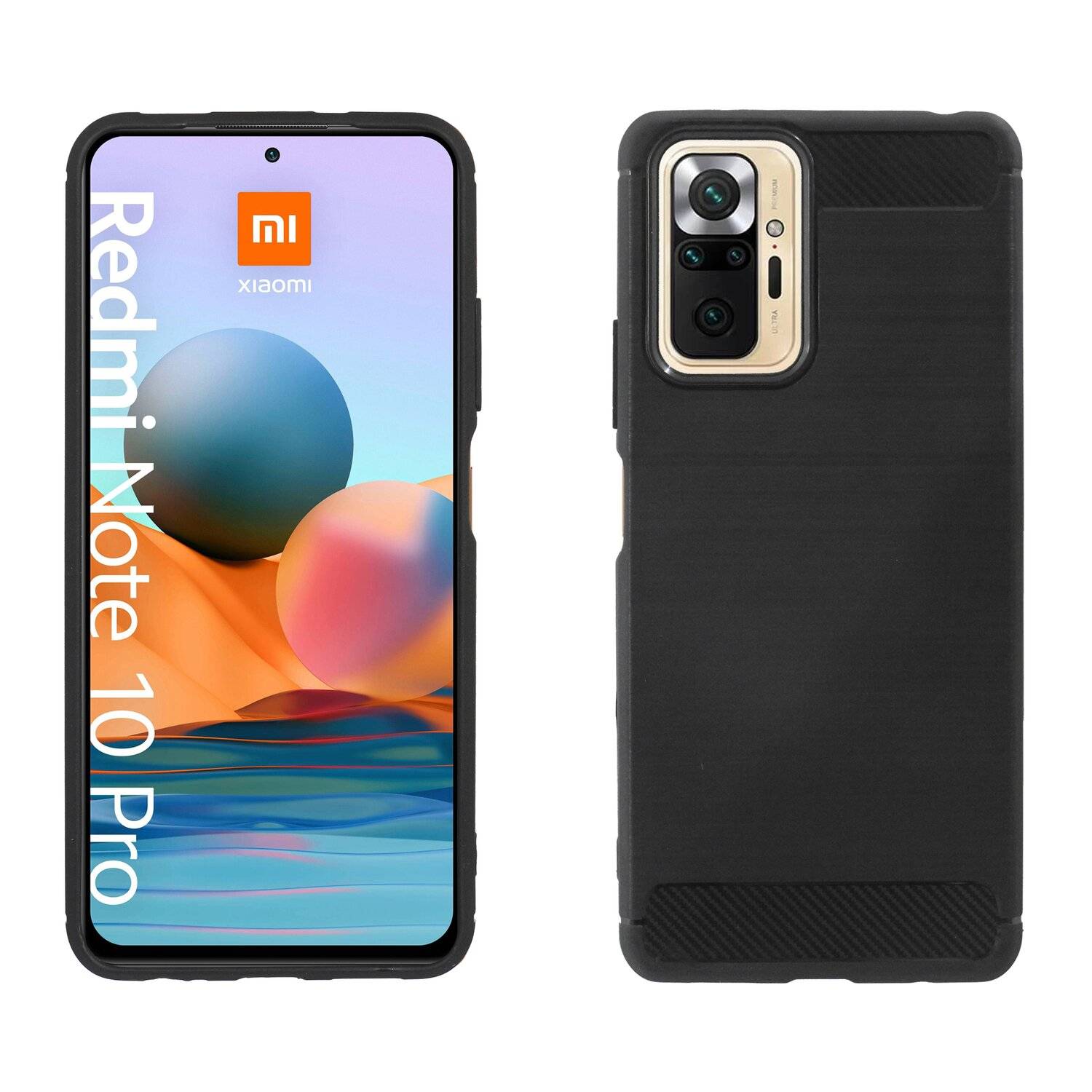 Silikon Hülle Carbon für XIAOMI REDMI NOTE 10 PRO MAX Case TPU Soft Handyhülle Cover Schutzhülle Schwarz