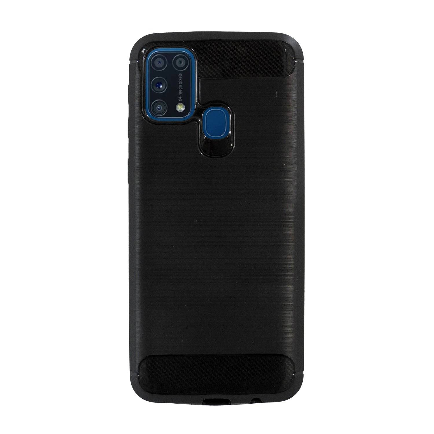 Silikon Hülle Bumper Carbon für SAMSUNG GALAXY M31 (M315F) Case TPU Soft Handyhülle Cover Schutzhülle Schwarz