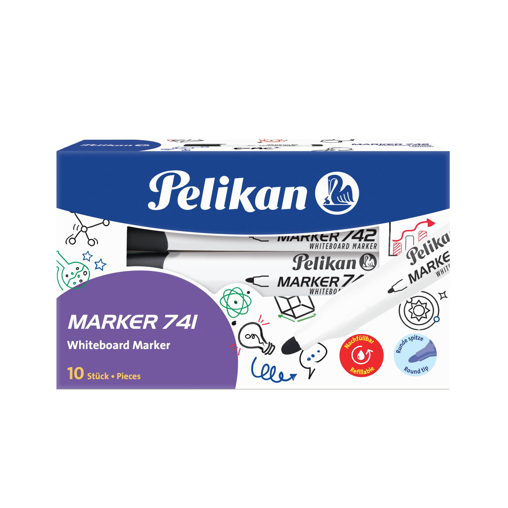 Pelikan 741, 10 Stück(e), Schwarz, Schwarz, Weiß, Rund