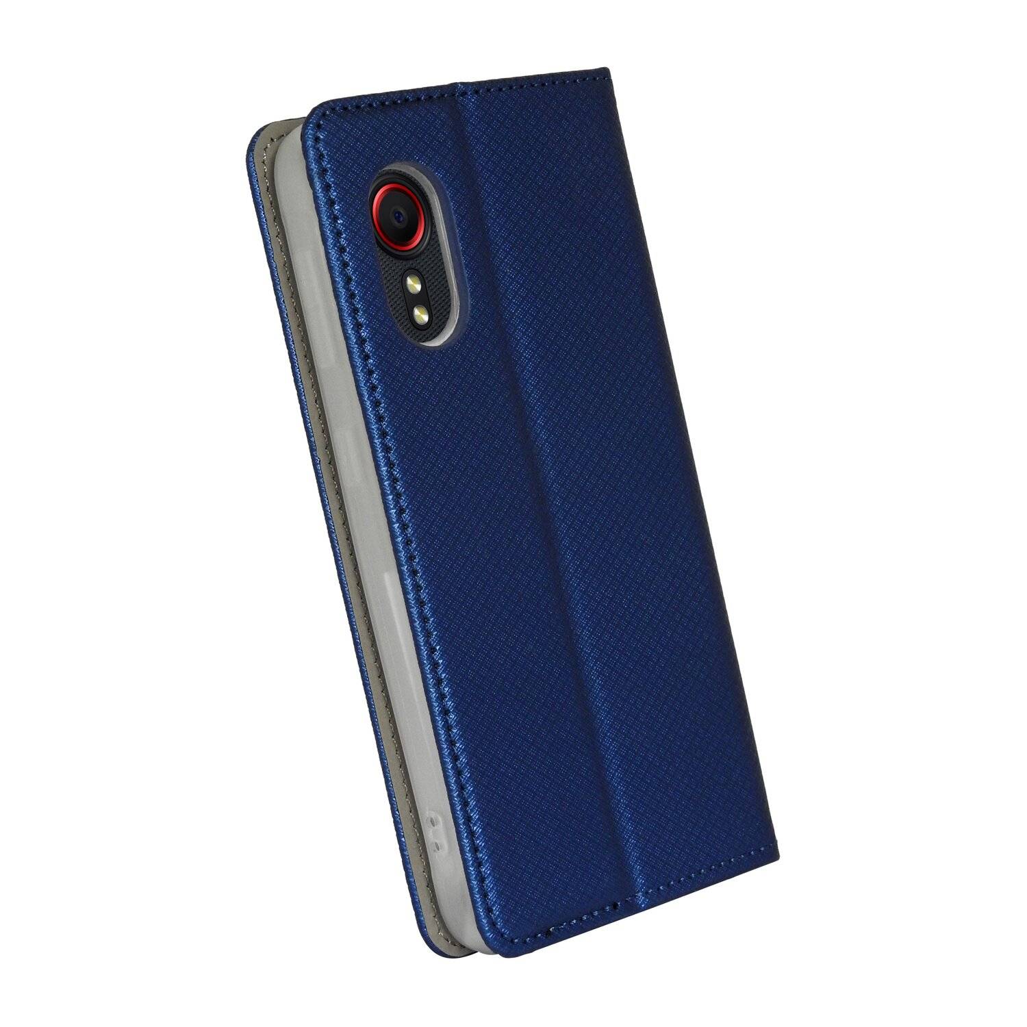 Buch Tasche "Smart" kompatibel mit SAMSUNG GALAXY XCOVER 5 (G525F) Handy Hülle mit Standfunktion, Kartenfach Blau