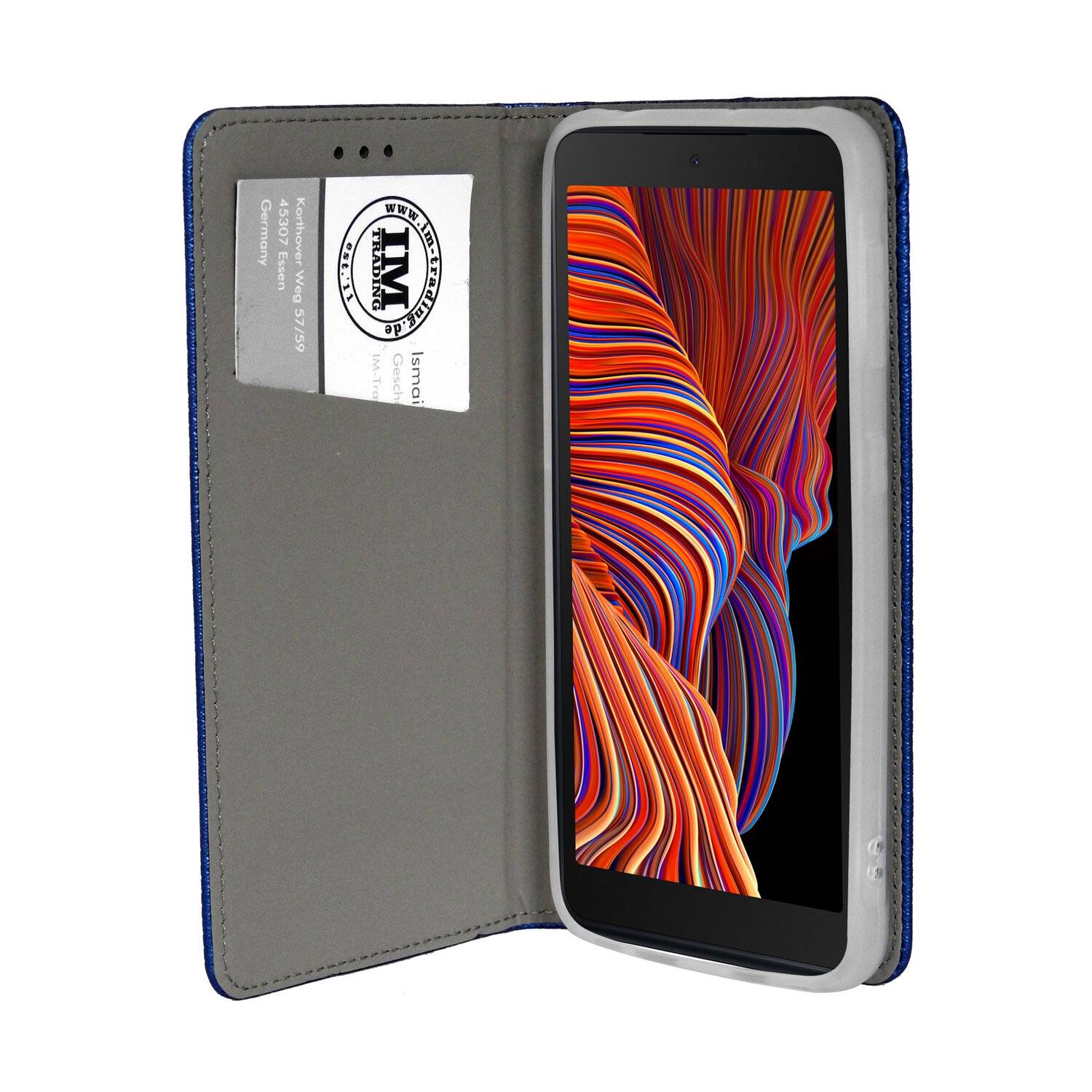 Buch Tasche "Smart" kompatibel mit SAMSUNG GALAXY XCOVER 5 (G525F) Handy Hülle mit Standfunktion, Kartenfach Blau