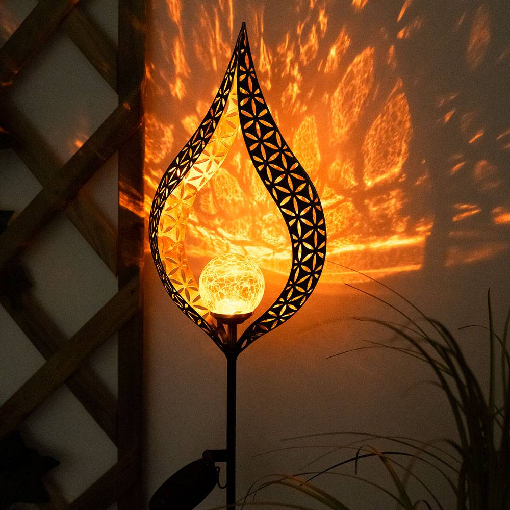 Solarleuchte Flamme Garten Solarstab für Außen Solar Garten Deko für Außen, mit Erdspieß und Lichteffekt, 1x LED warmweiß, H 90 cm, 2er Set
