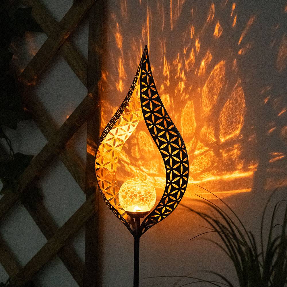 Solarleuchte Flamme Garten Solarstab für Außen Solar Garten Deko für Außen, mit Erdspieß und Lichteffekt, 1x LED warmweiß, H 90 cm